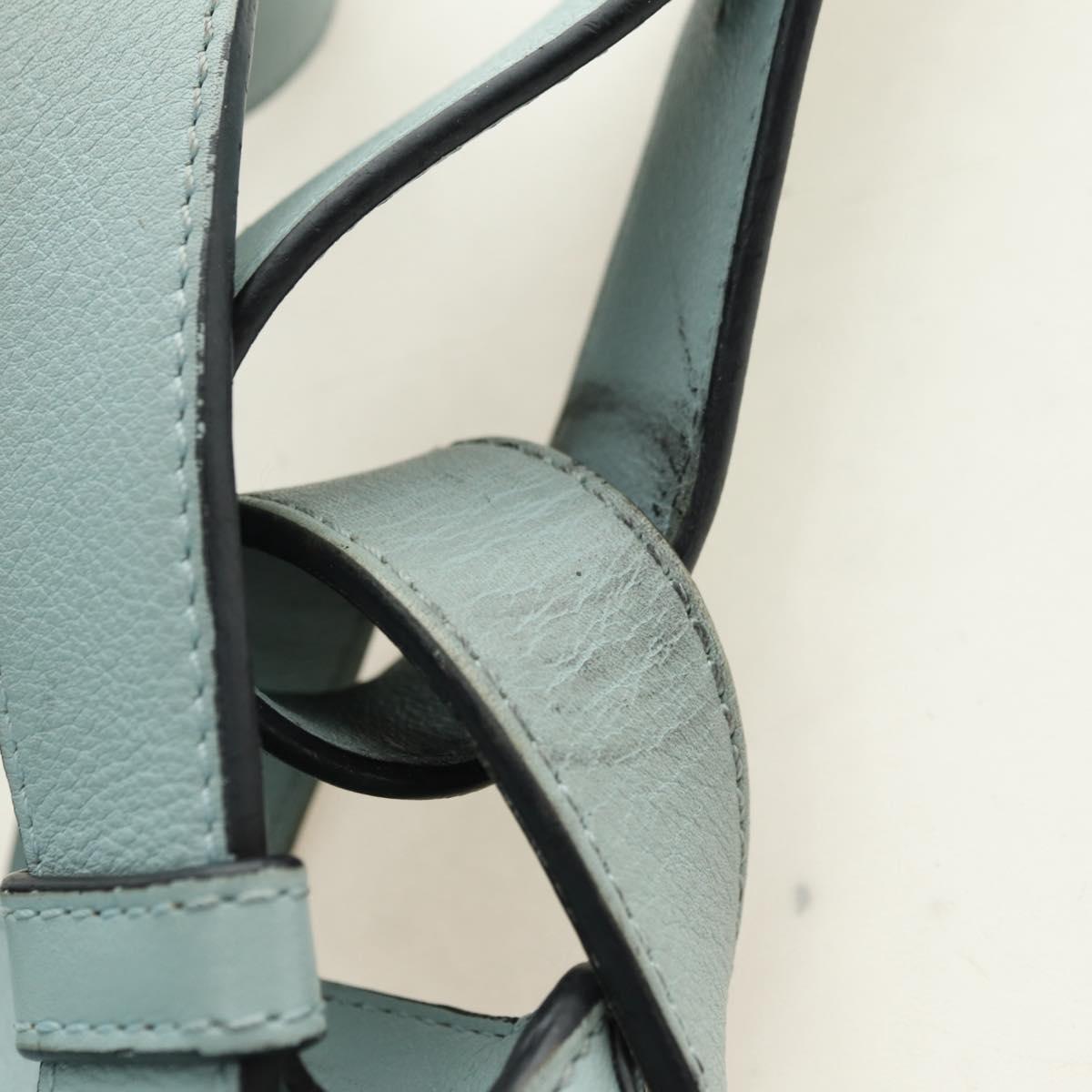 LOEWE Hammock Medium Hand Bag Leather 2way Light Blue Silver Auth 182026V