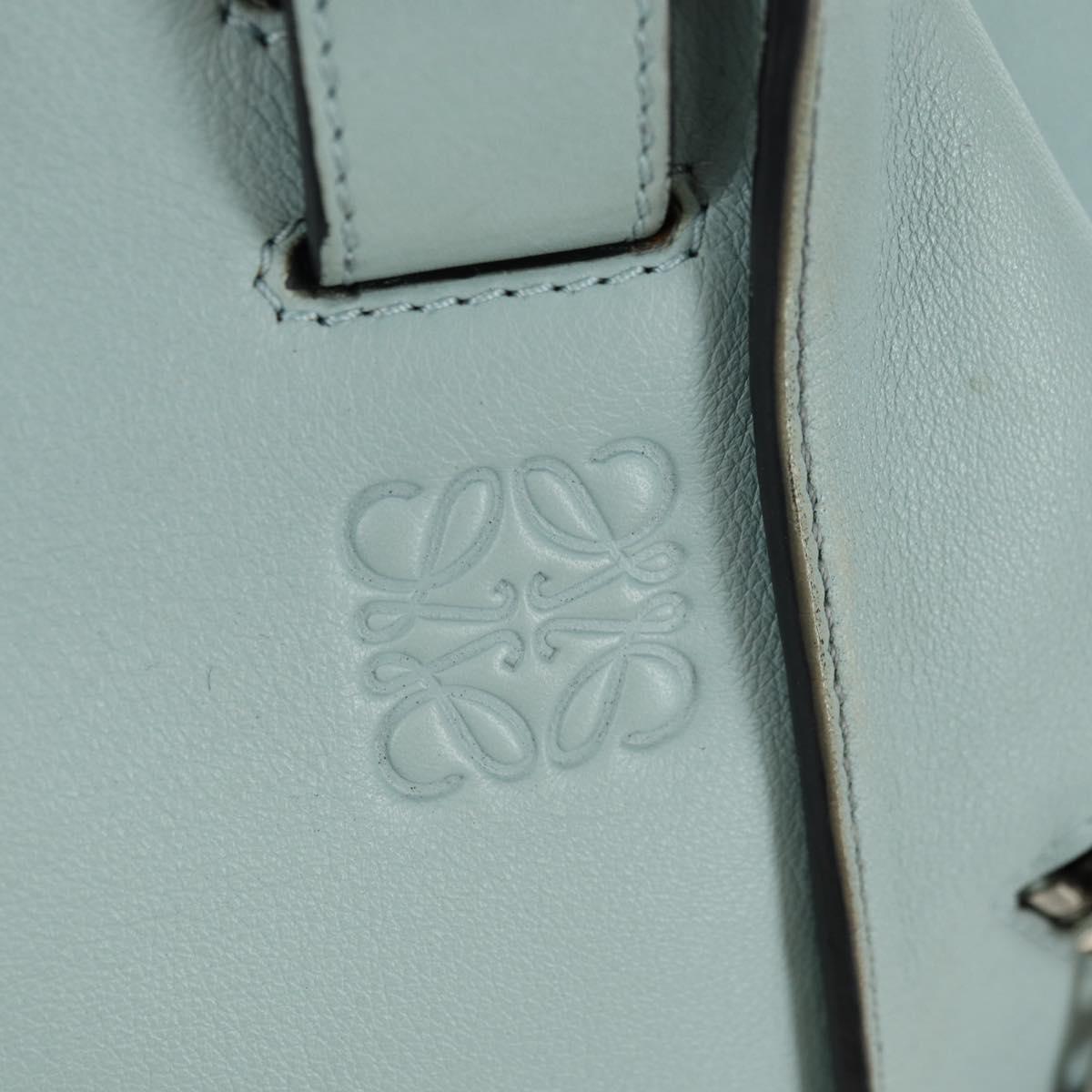LOEWE Hammock Medium Hand Bag Leather 2way Light Blue Silver Auth 182026V