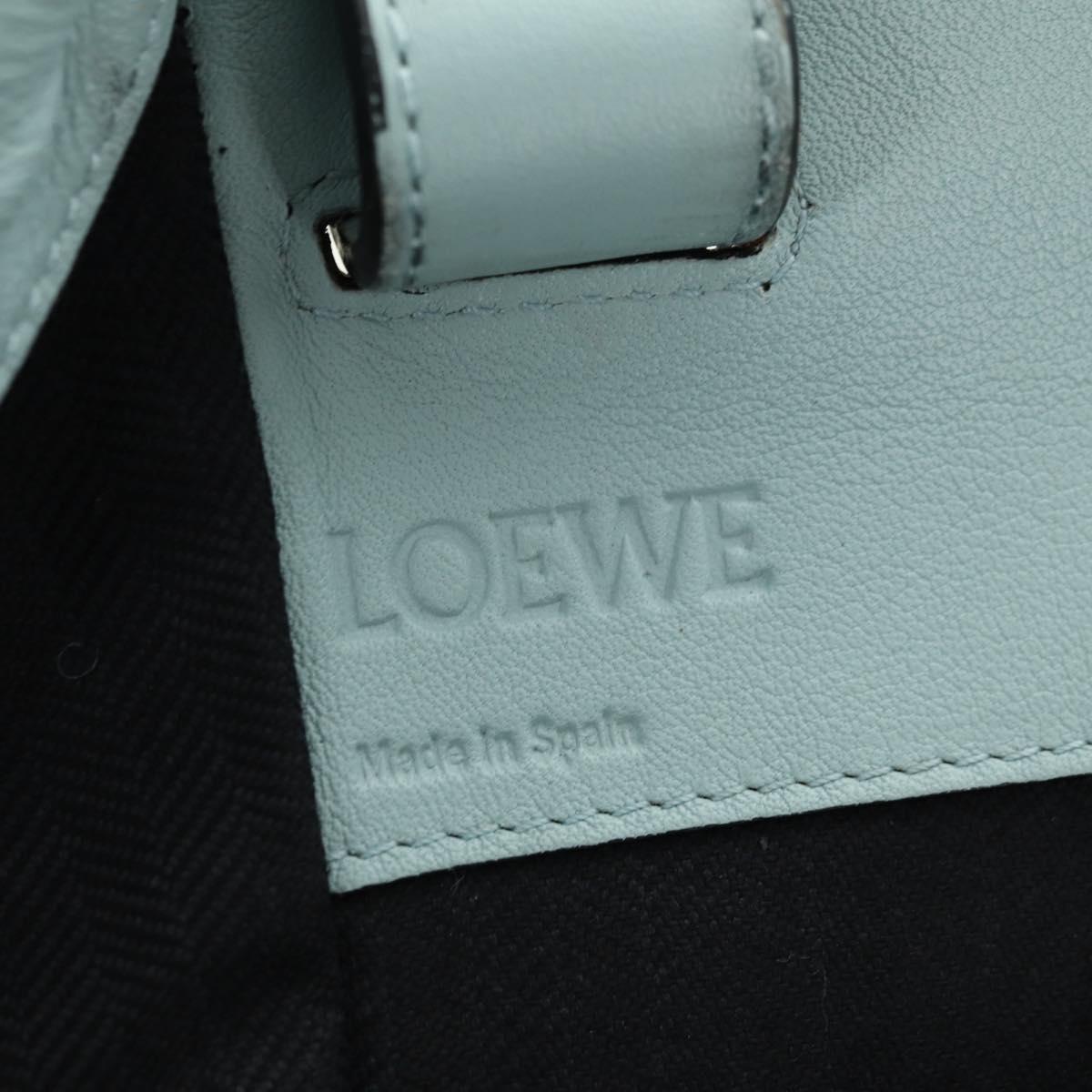 LOEWE Hammock Medium Hand Bag Leather 2way Light Blue Silver Auth 182026V