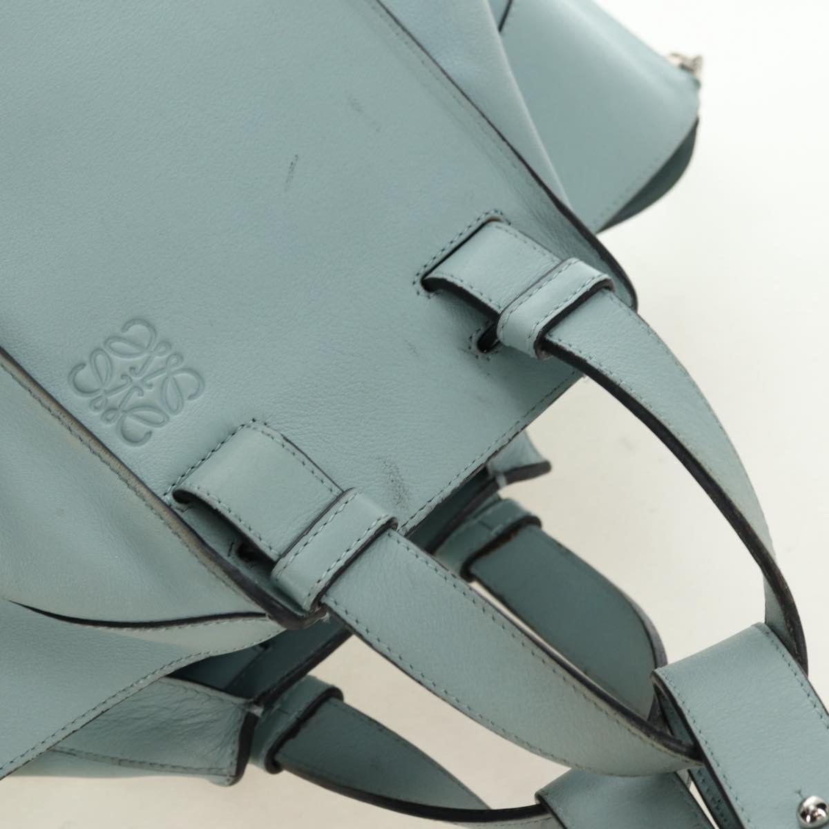 LOEWE Hammock Medium Hand Bag Leather 2way Light Blue Silver Auth 182026V