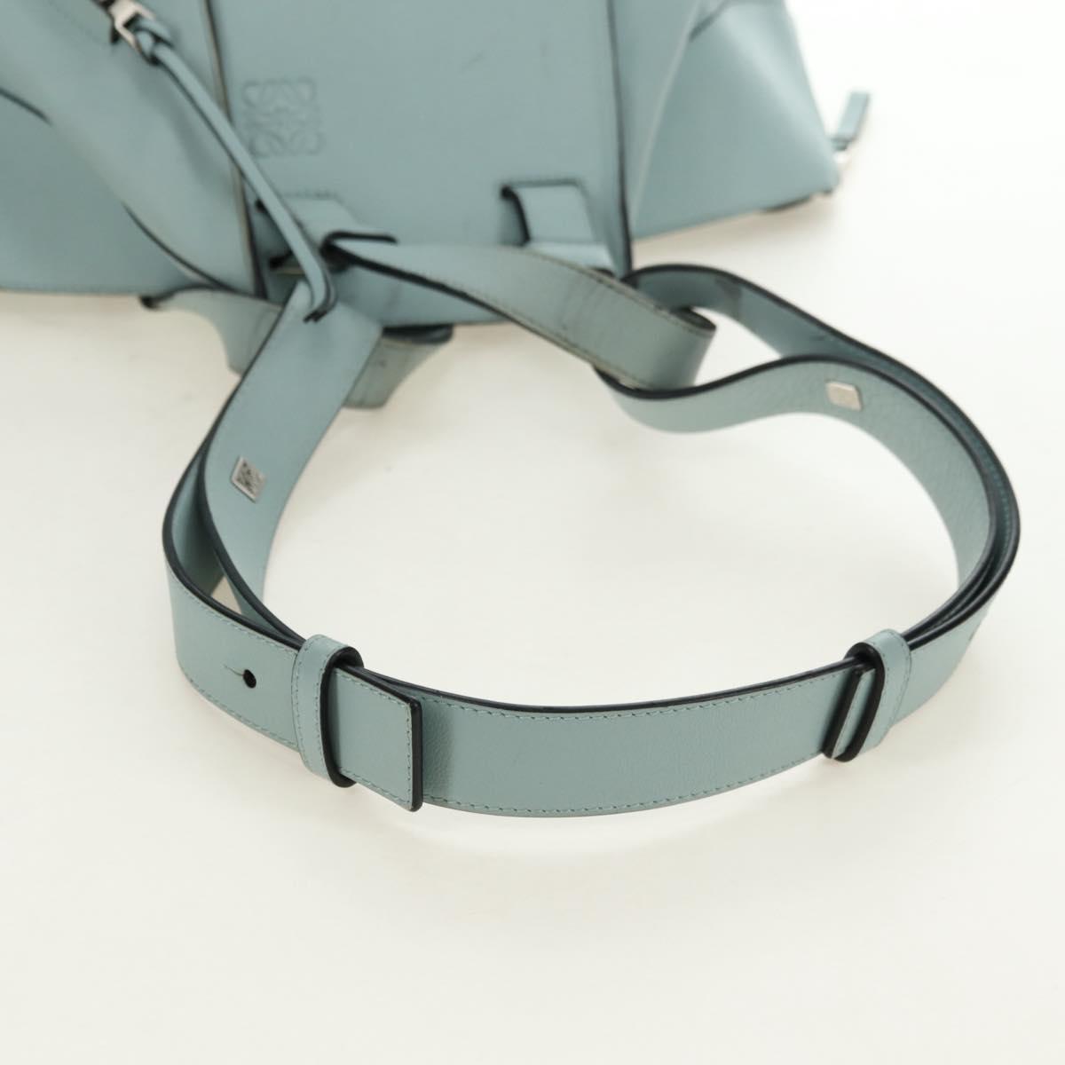 LOEWE Hammock Medium Hand Bag Leather 2way Light Blue Silver Auth 182026V