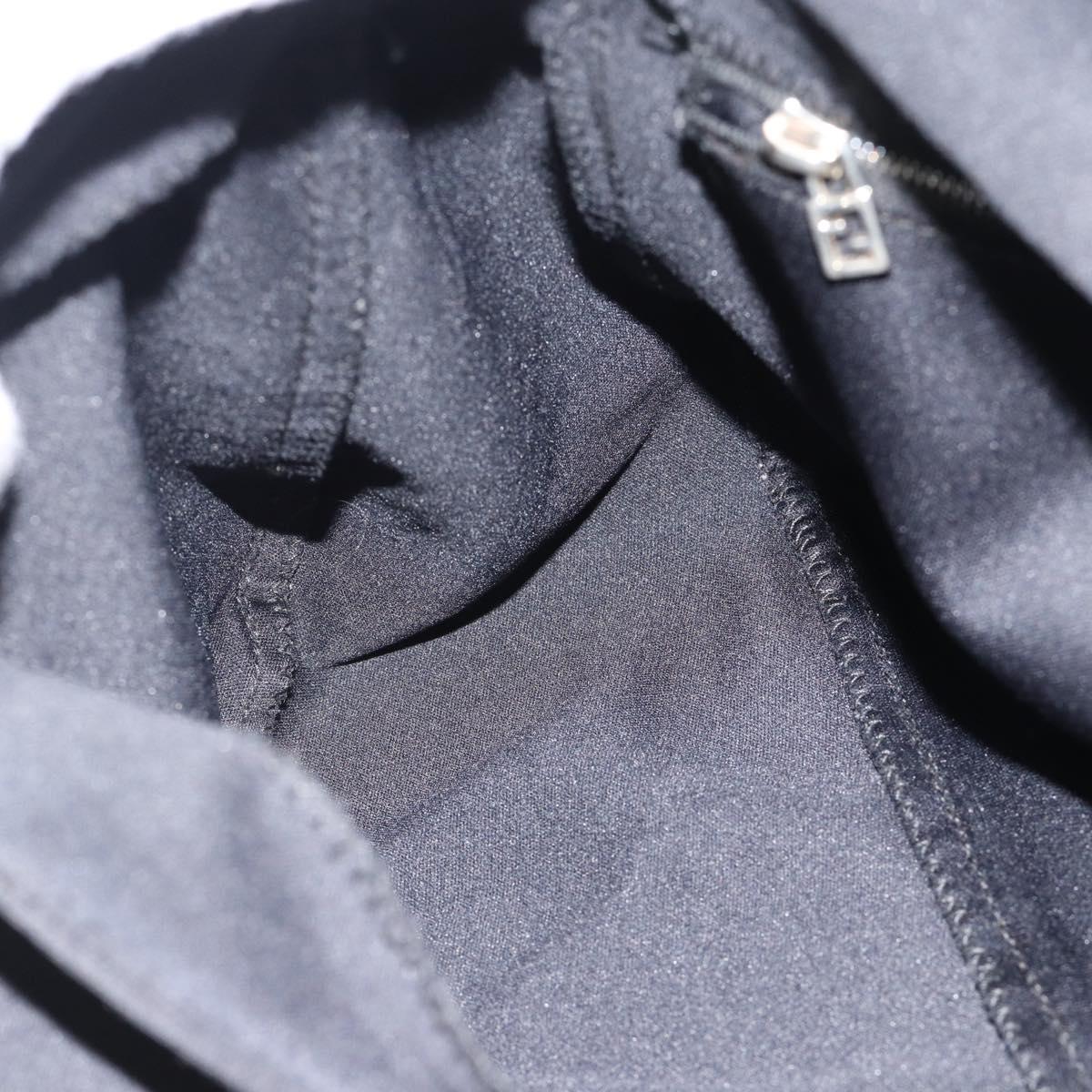 FENDI Mamma Baguette Shoulder Bag Cotton Black Silver Auth 182027
