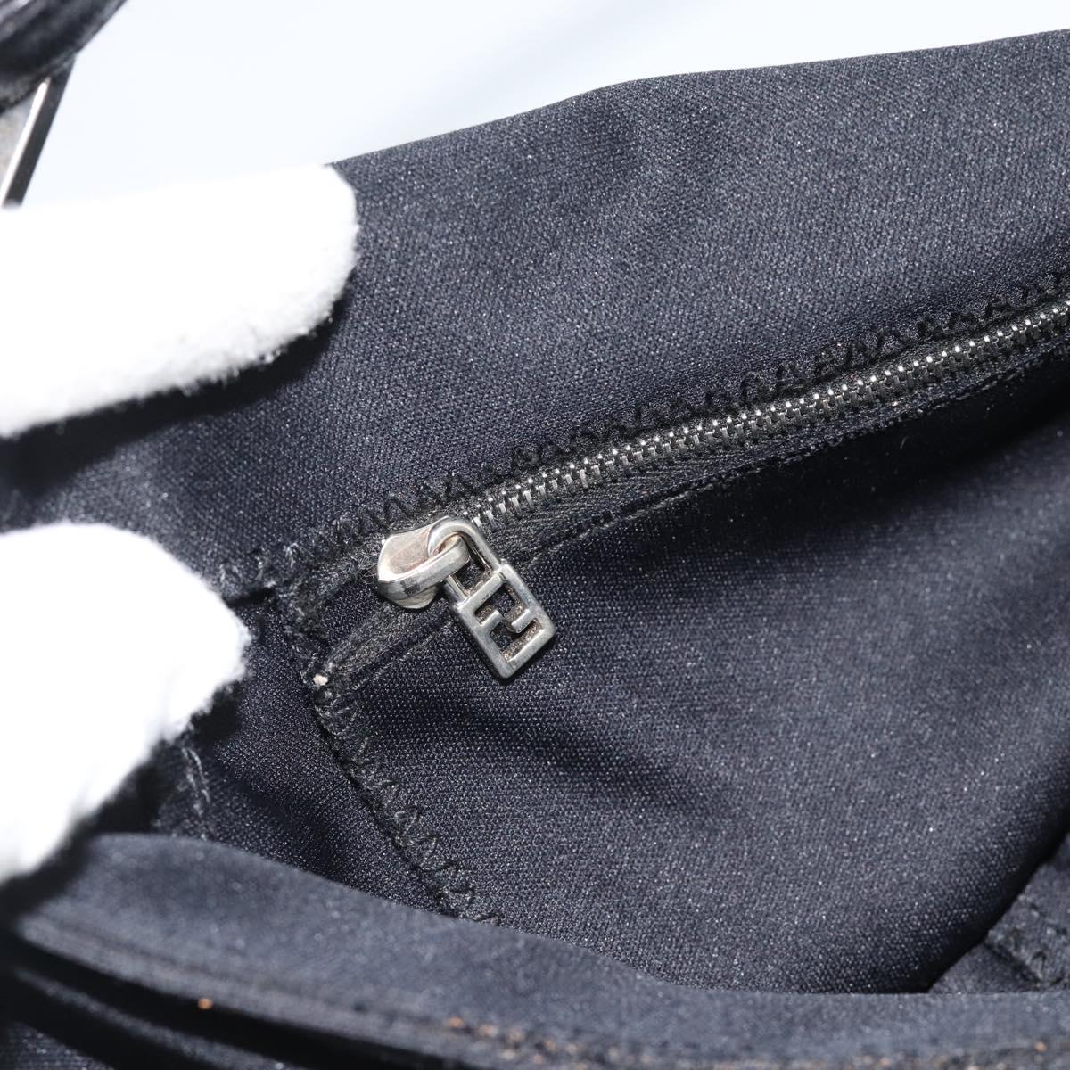 FENDI Mamma Baguette Shoulder Bag Cotton Black Silver Auth 182027