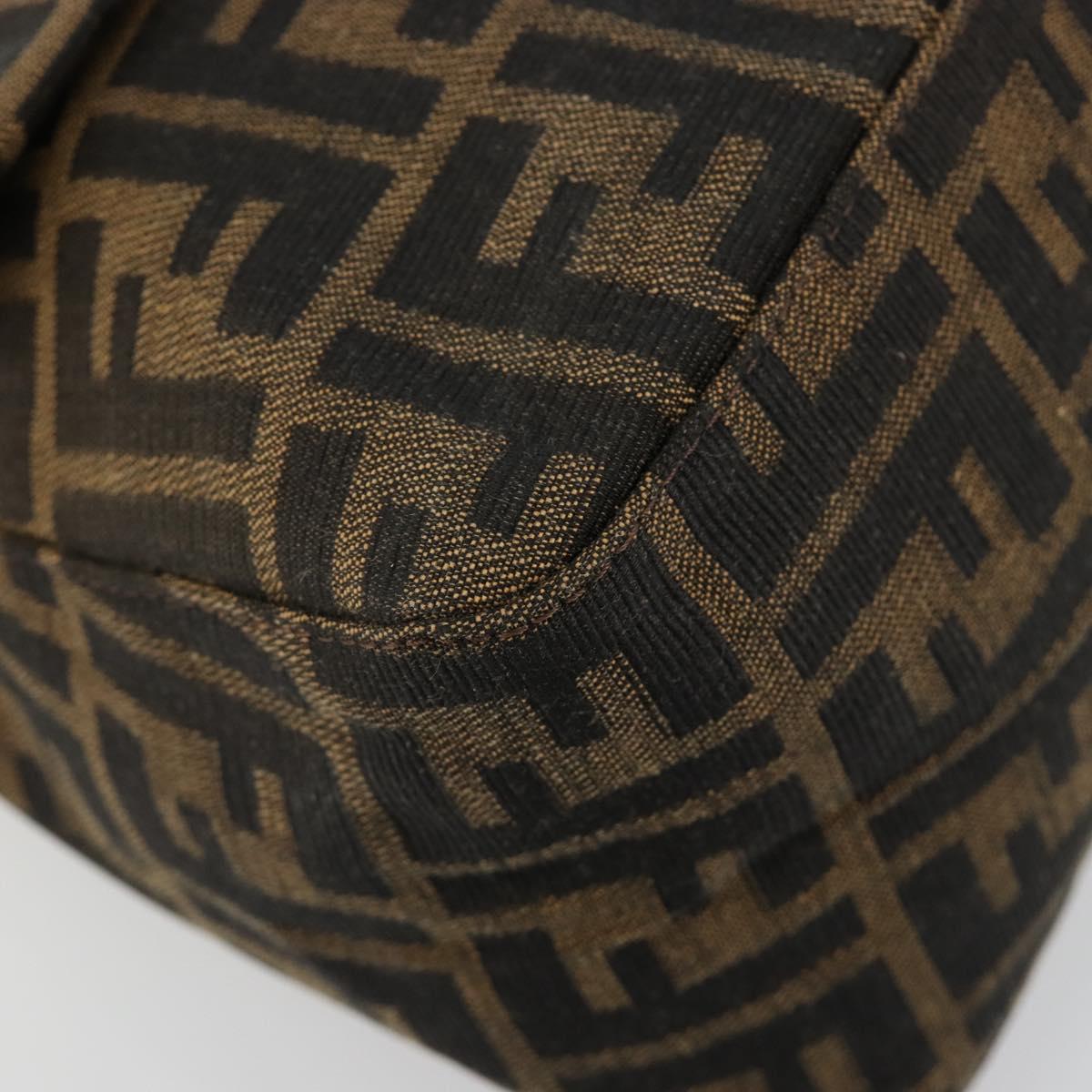 FENDI Zucca Canvas Mamma Baguette Shoulder Bag Black Brown Auth 182028SAM