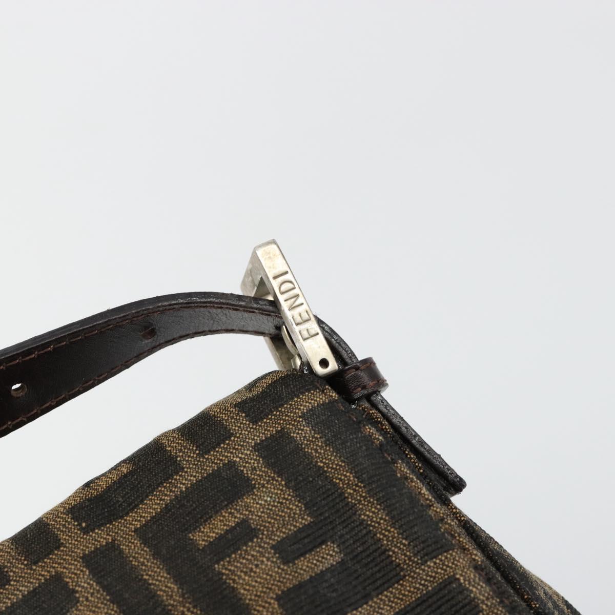 FENDI Zucca Canvas Mamma Baguette Shoulder Bag Black Brown Auth 182028SAM