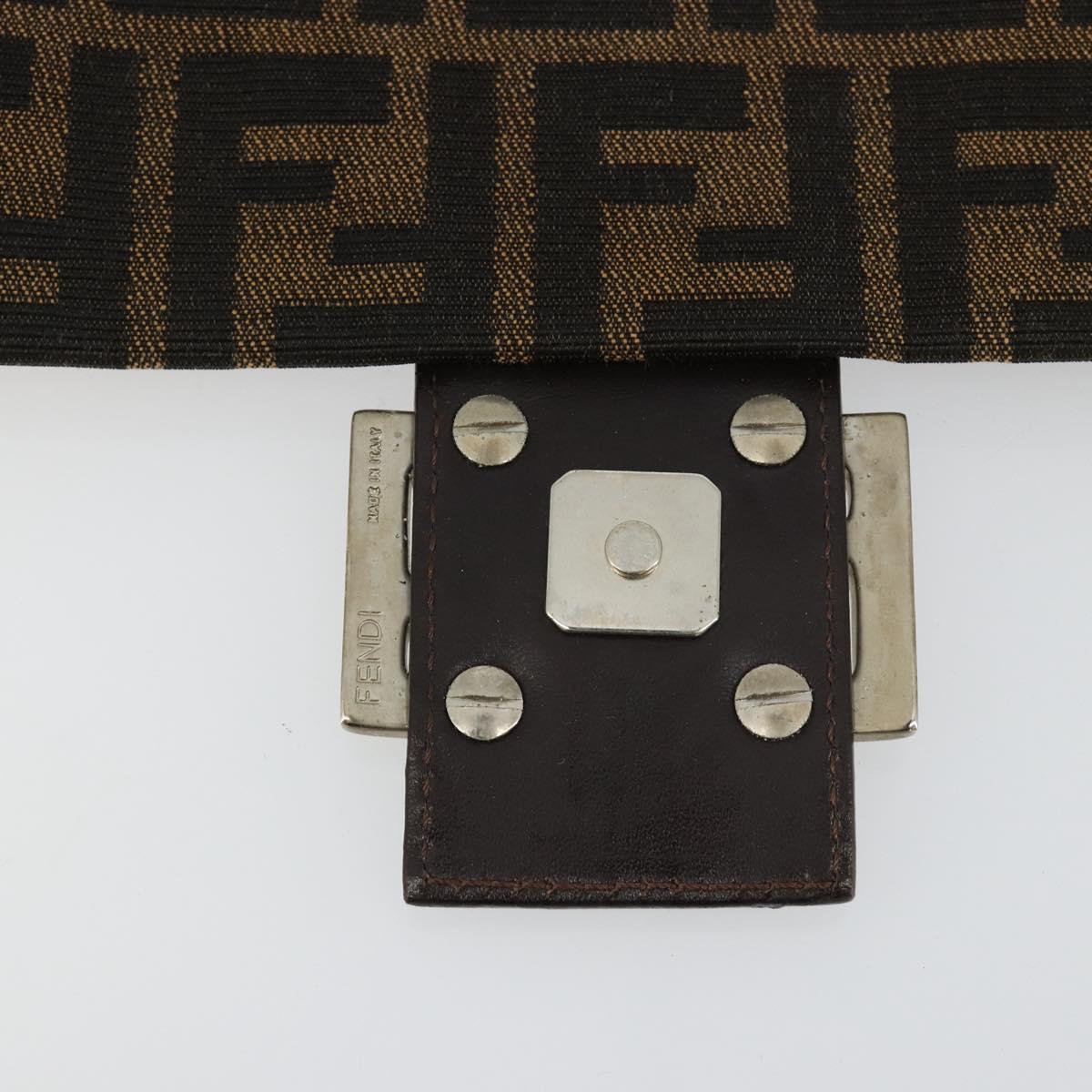 FENDI Zucca Canvas Mamma Baguette Shoulder Bag Black Brown Auth 182028SAM