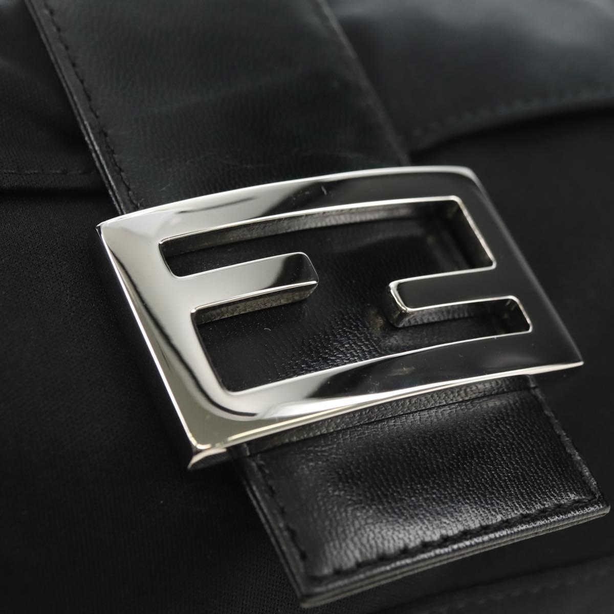FENDI Mamma Baguette Shoulder Bag Cotton Black Silver Auth 182029SAM