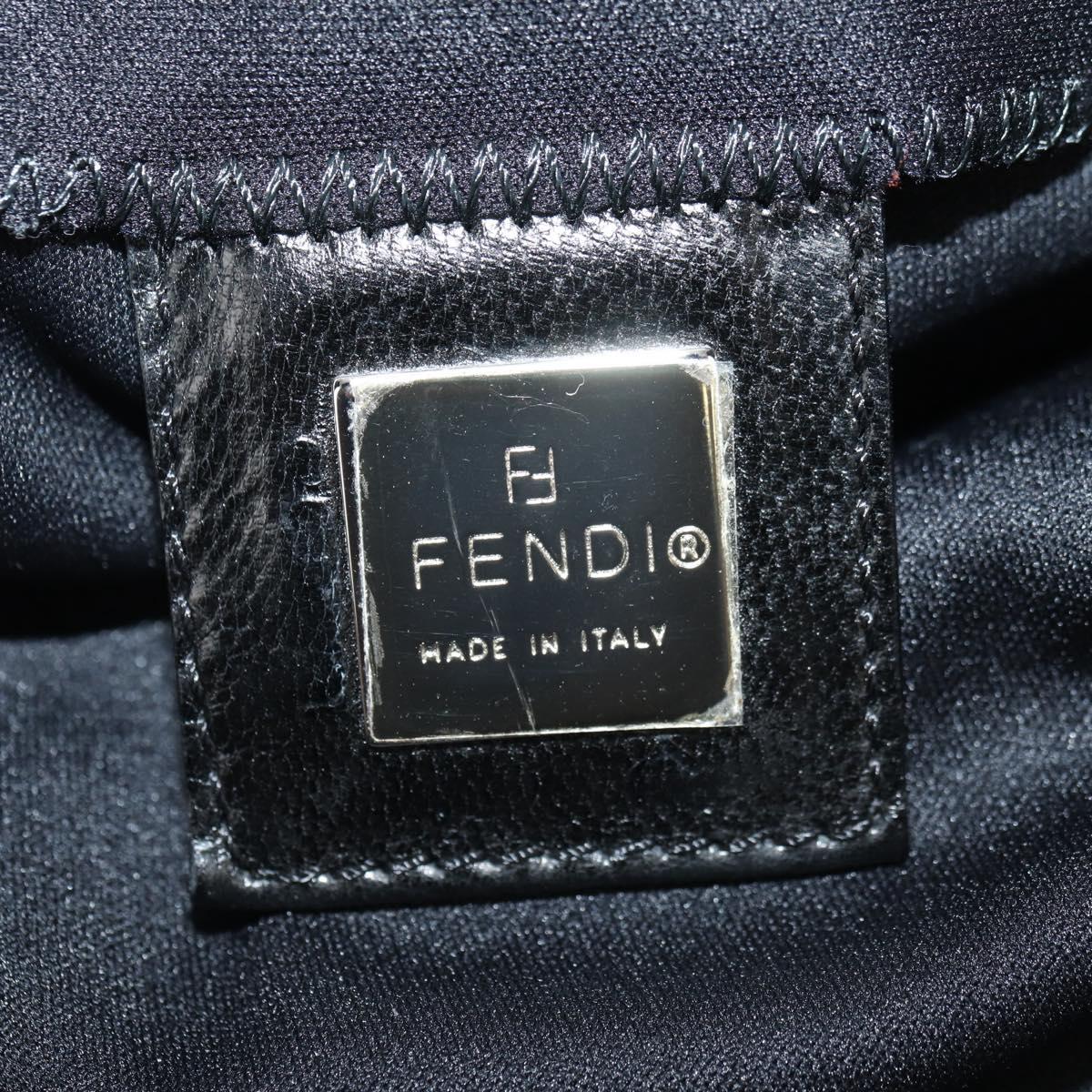 FENDI Mamma Baguette Shoulder Bag Cotton Black Silver Auth 182029SAM