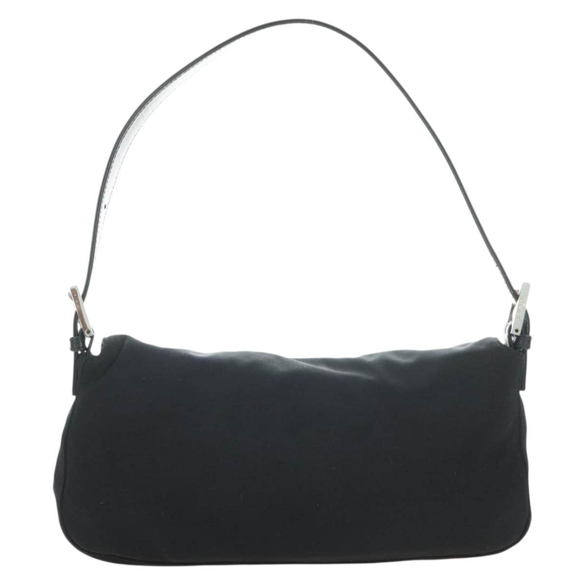 FENDI Mamma Baguette Shoulder Bag Cotton Black Silver Auth 182029SAM