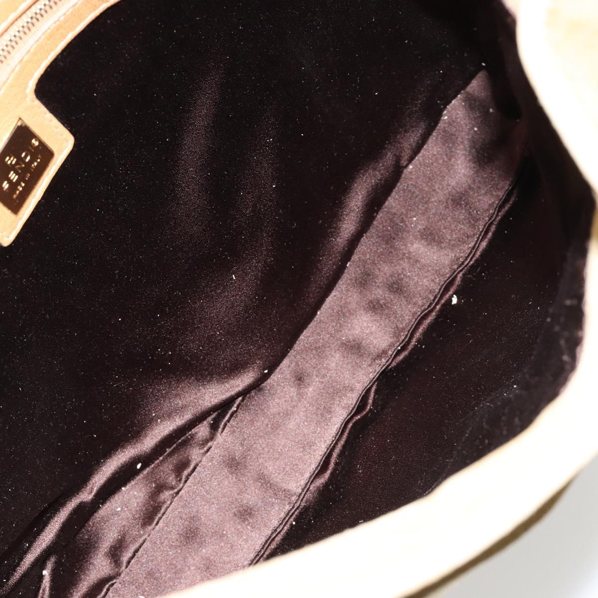 FENDI Mamma Baguette Shoulder Bag Suede Beige Gold Auth 182030V