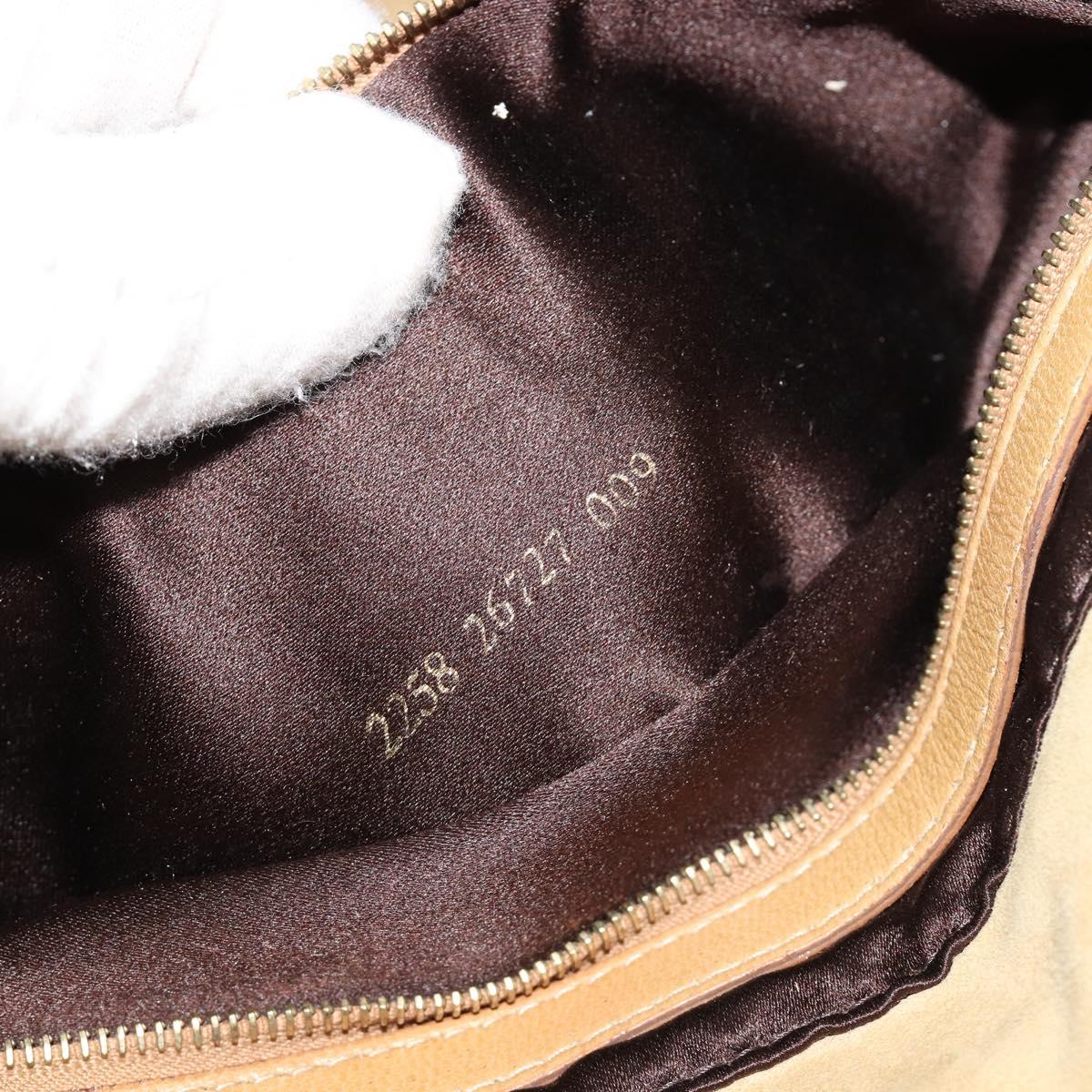 FENDI Mamma Baguette Shoulder Bag Suede Beige Gold Auth 182030V
