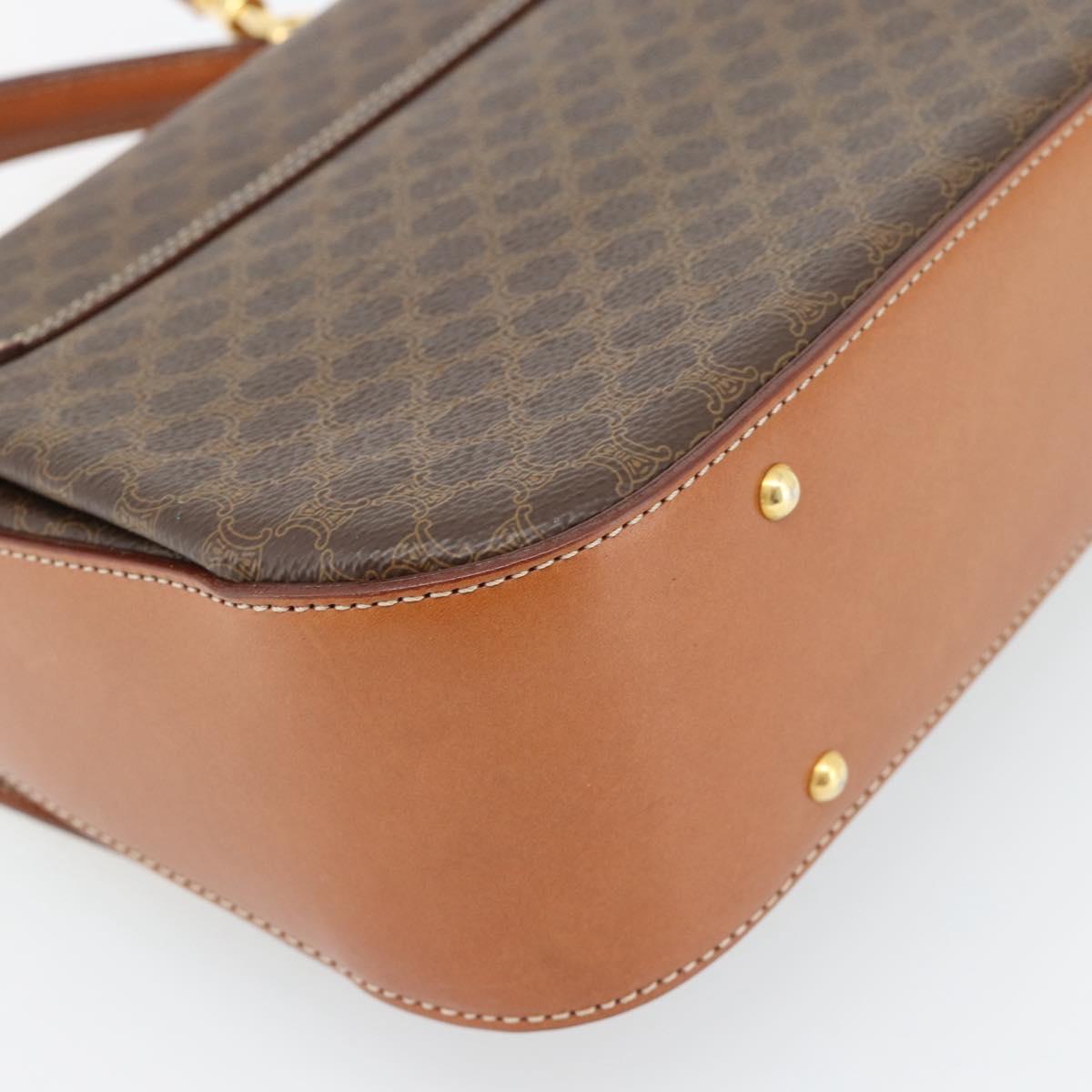 CELINE Macadam Canvas Hand Bag PVC Leather 2way Brown Gold Auth 182040A