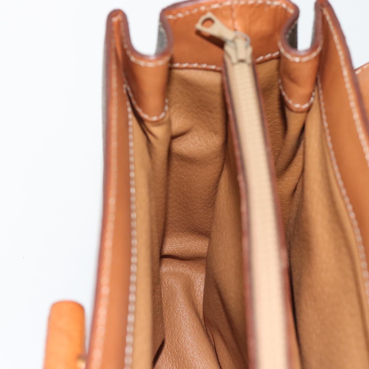 CELINE Macadam Canvas Hand Bag PVC Leather 2way Brown Gold Auth 182040A