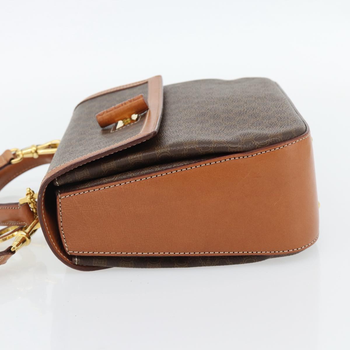 CELINE Macadam Canvas Hand Bag PVC Leather 2way Brown Gold Auth 182040A