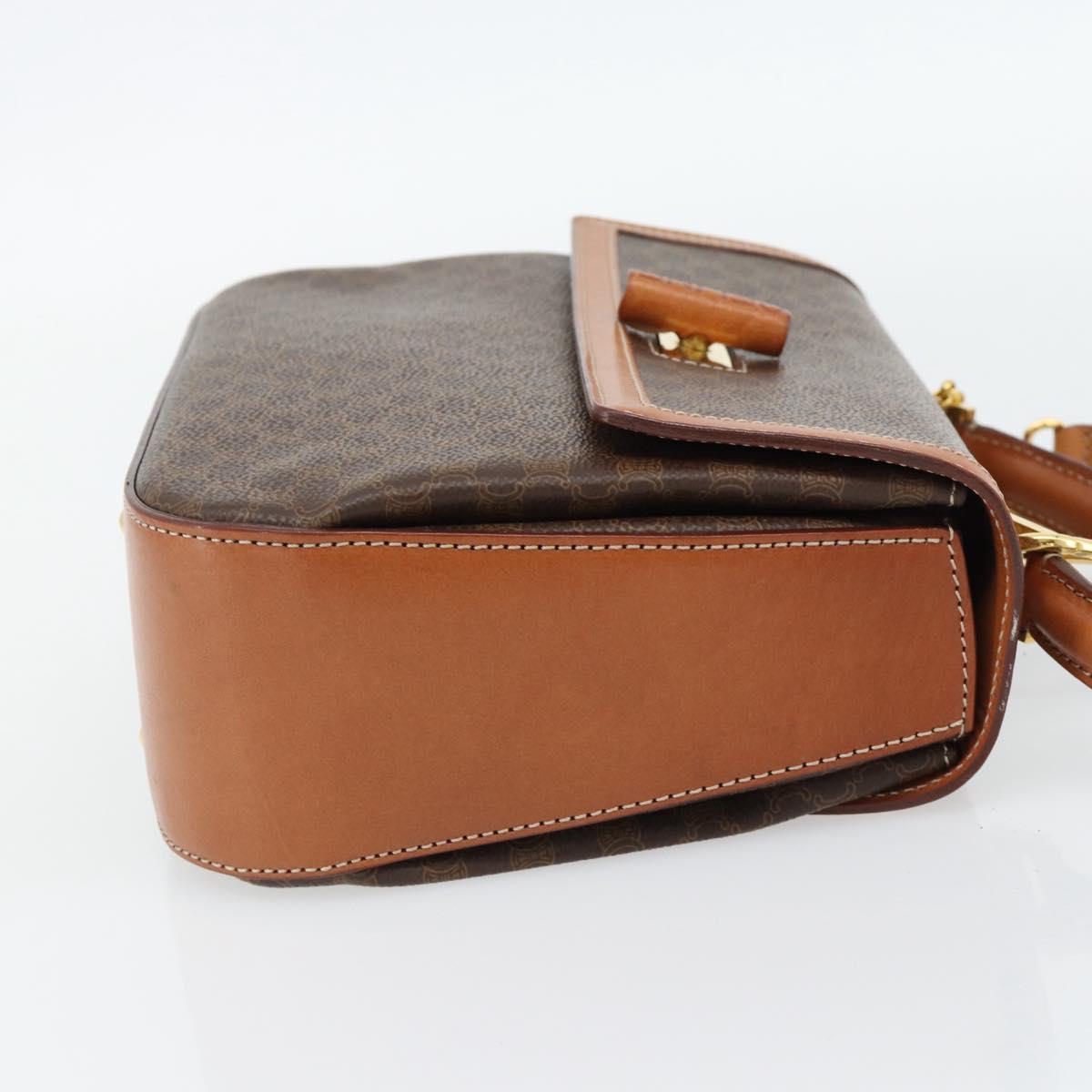 CELINE Macadam Canvas Hand Bag PVC Leather 2way Brown Gold Auth 182040A