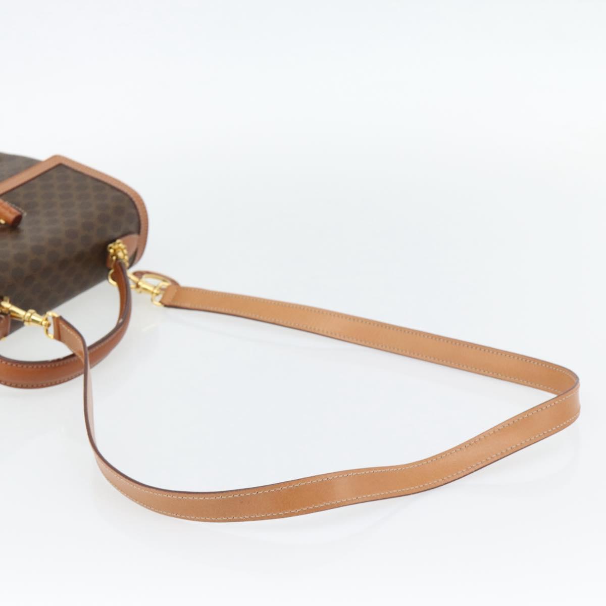 CELINE Macadam Canvas Hand Bag PVC Leather 2way Brown Gold Auth 182040A