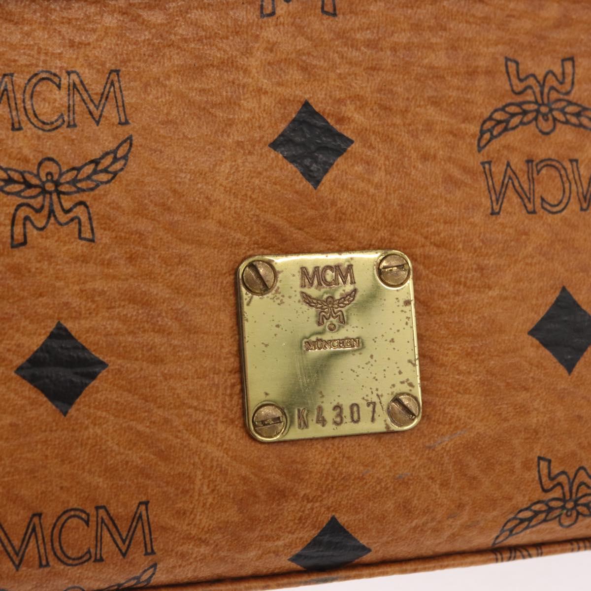 MCM Vicetos Logogram Hand Bag PVC Leather 2way Brown Gold Auth 182043A