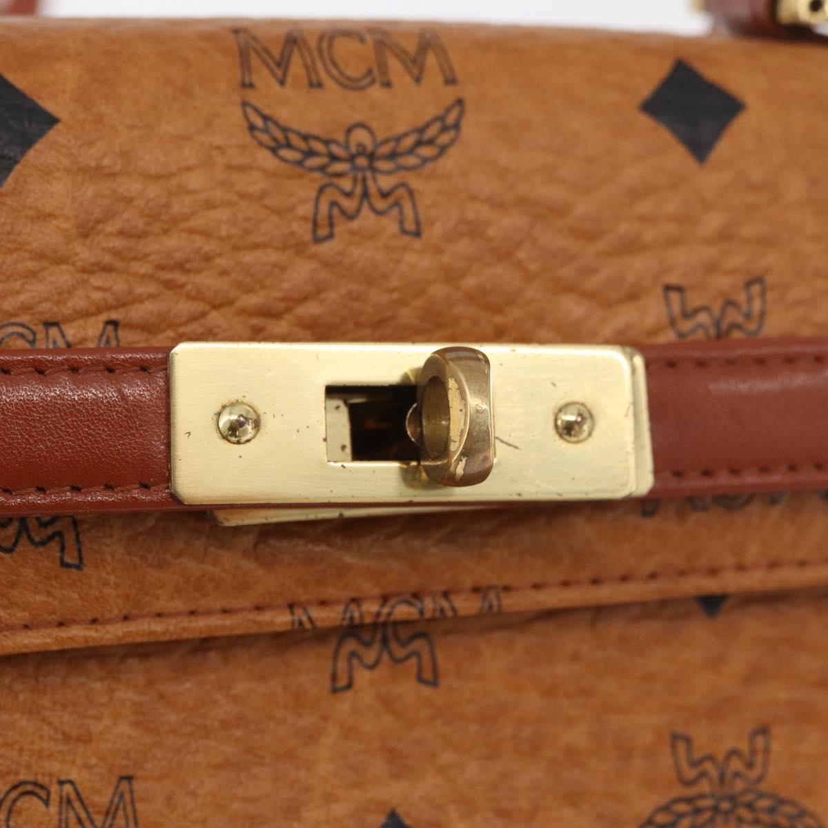 MCM Vicetos Logogram Hand Bag PVC Leather 2way Brown Gold Auth 182043A