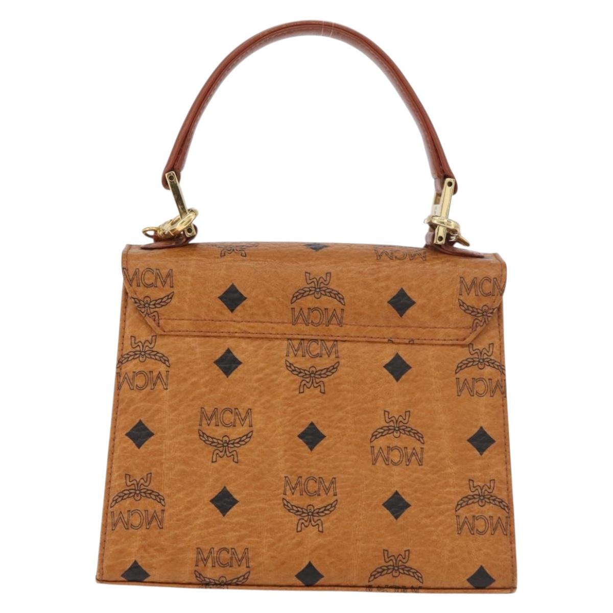 MCM Vicetos Logogram Hand Bag PVC Leather 2way Brown Gold Auth 182043A
