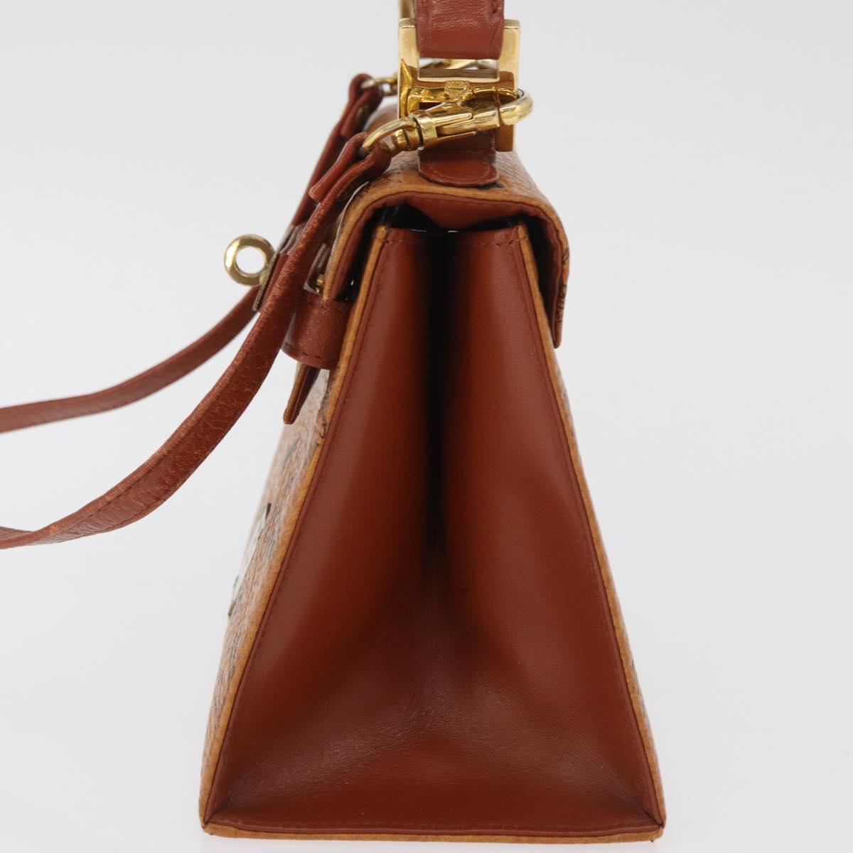 MCM Vicetos Logogram Hand Bag PVC Leather 2way Brown Gold Auth 182043A