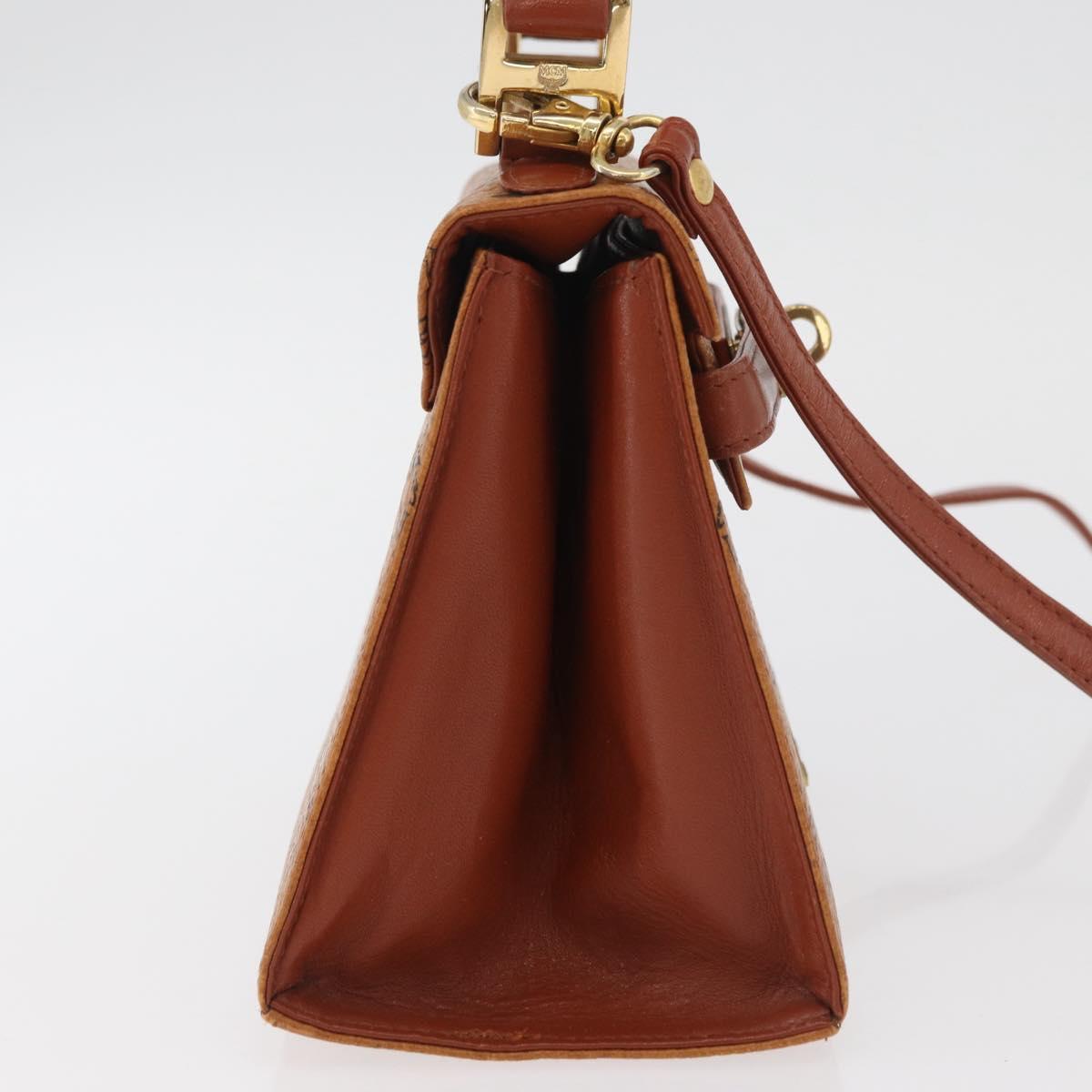 MCM Vicetos Logogram Hand Bag PVC Leather 2way Brown Gold Auth 182043A