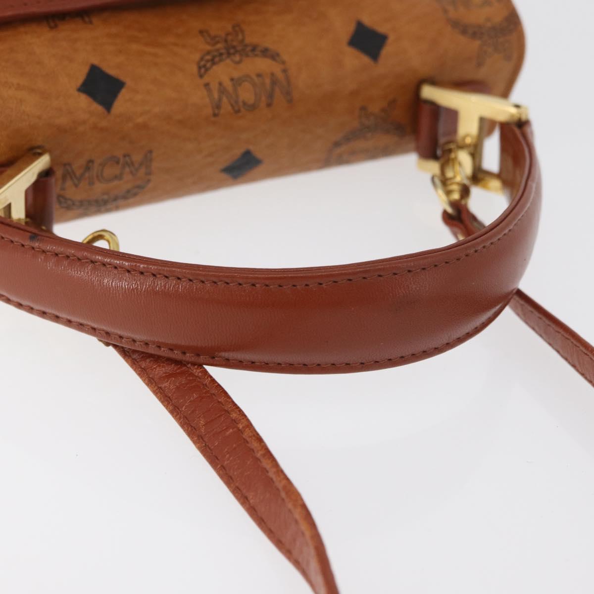 MCM Vicetos Logogram Hand Bag PVC Leather 2way Brown Gold Auth 182043A