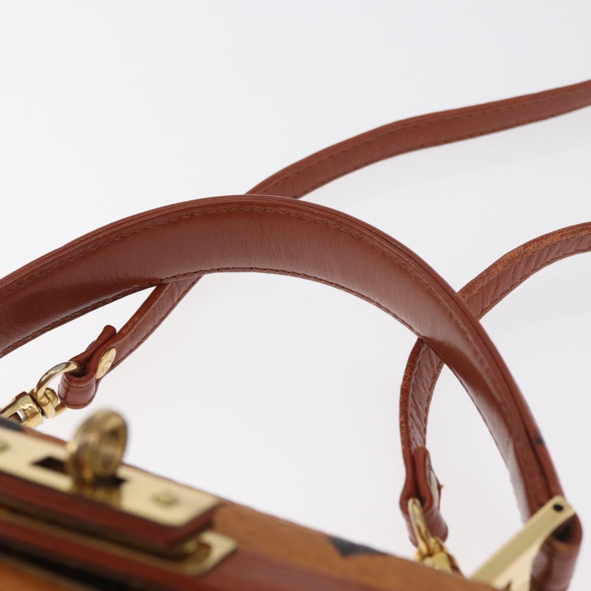 MCM Vicetos Logogram Hand Bag PVC Leather 2way Brown Gold Auth 182043A