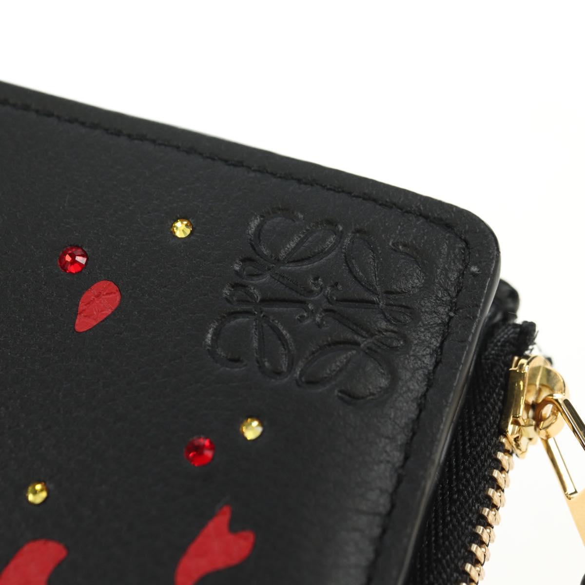 LOEWE Ghibli Collaboration Compact Wallet Leather Black Gold Auth 182050SM