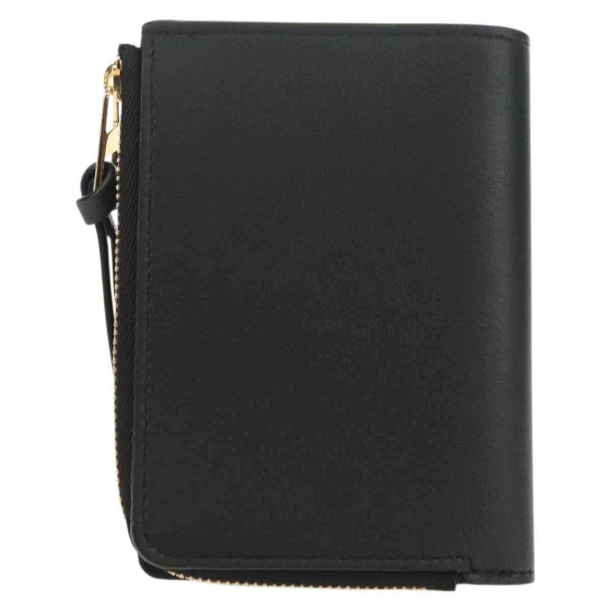 LOEWE Ghibli Collaboration Compact Wallet Leather Black Gold Auth 182050SM
