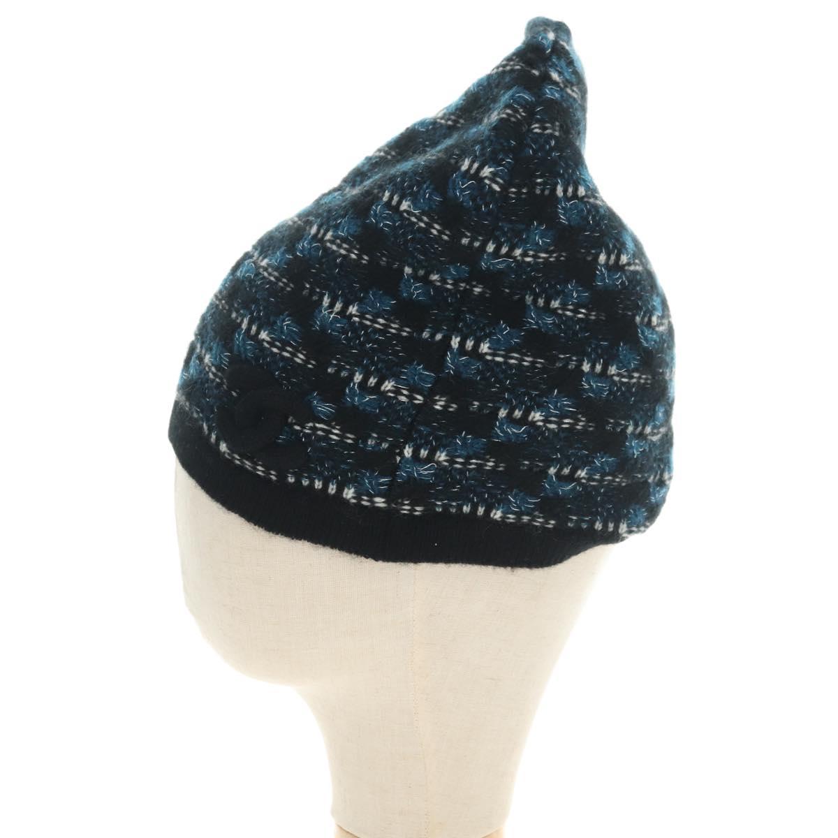 CHANEL Cap Tweed Navy CC Auth 182058M