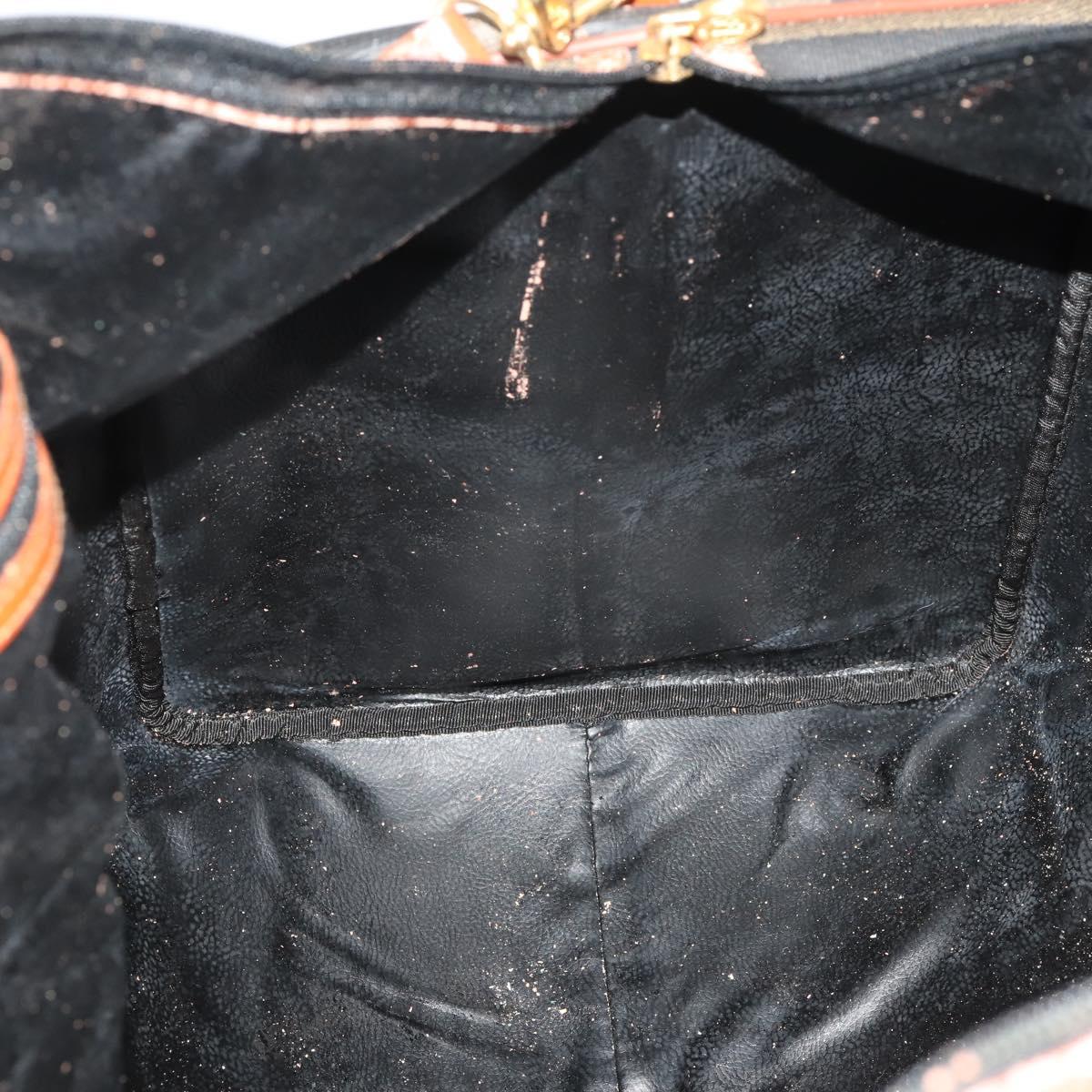 FENDI Pecan Canvas Boston Bag PVC 2way Black Brown Auth 182068