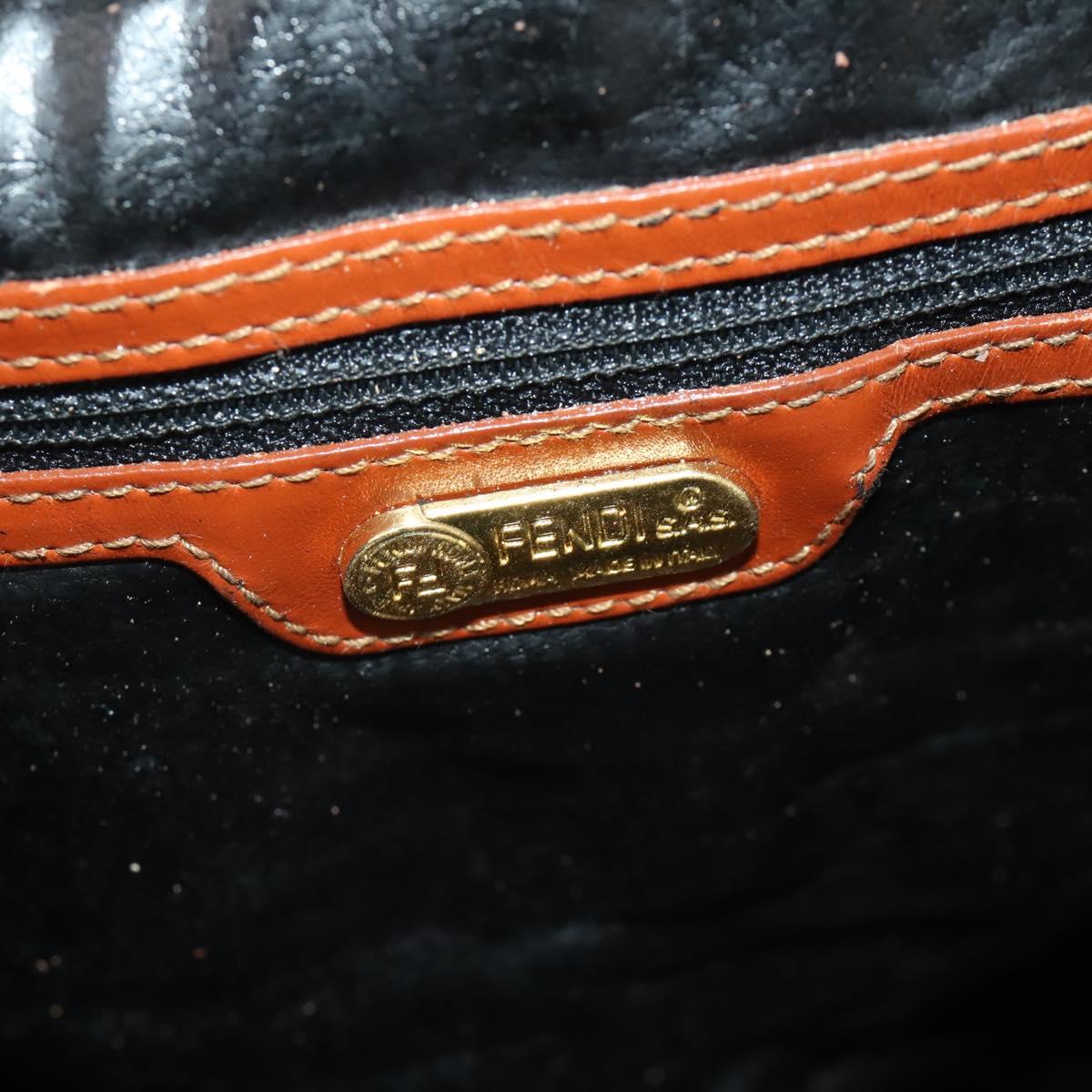FENDI Pecan Canvas Boston Bag PVC 2way Black Brown Auth 182068