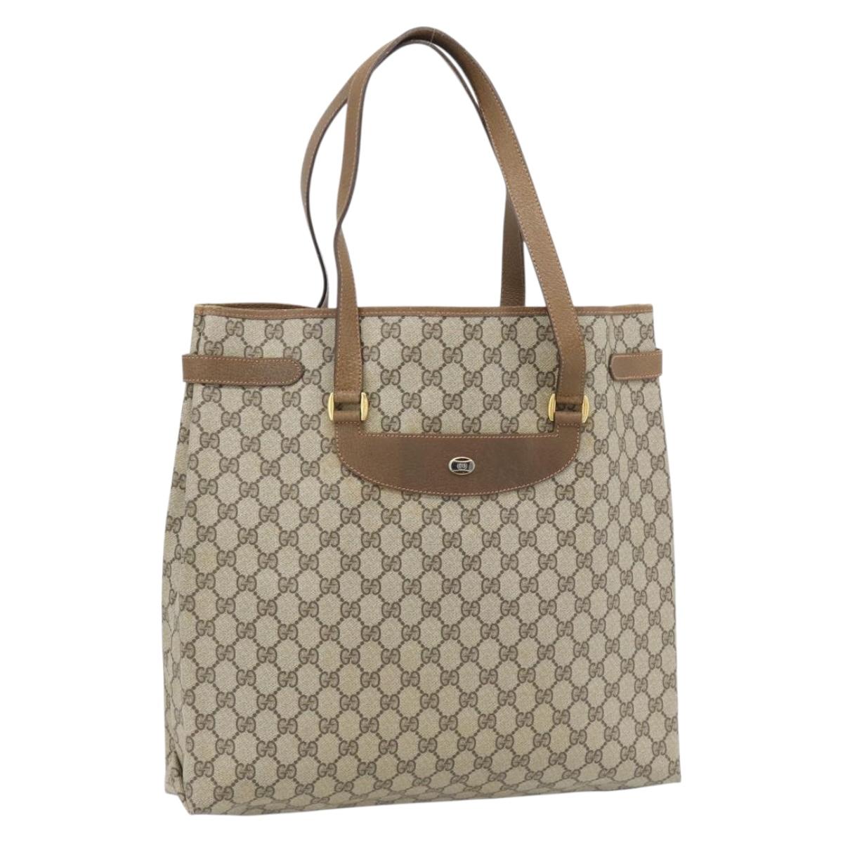 GUCCI GG Supreme Tote Bag PVC Beige Gold 39 02 061 Auth 182069