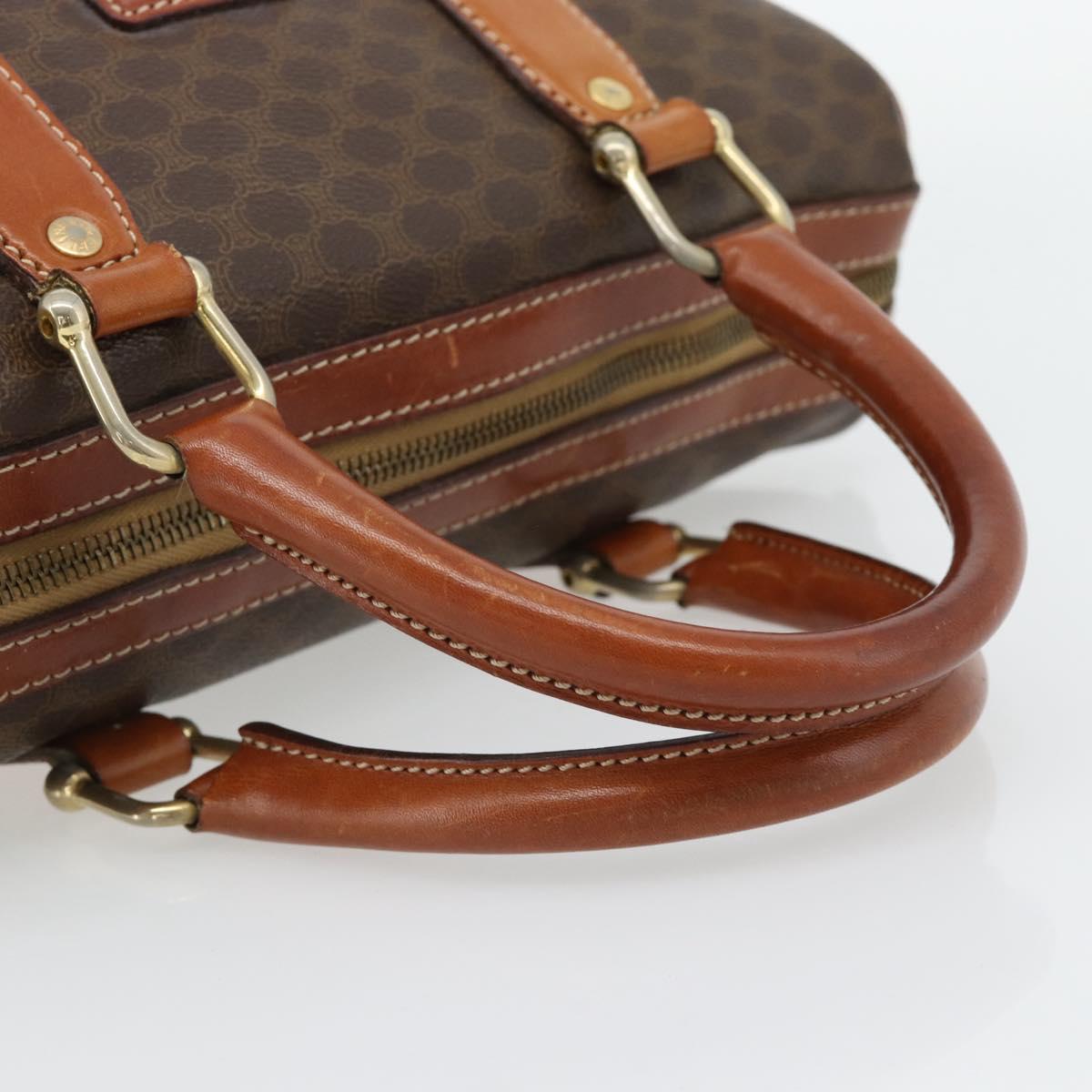CELINE Macadam Canvas Hand Bag PVC Leather Brown Gold Auth 182072A