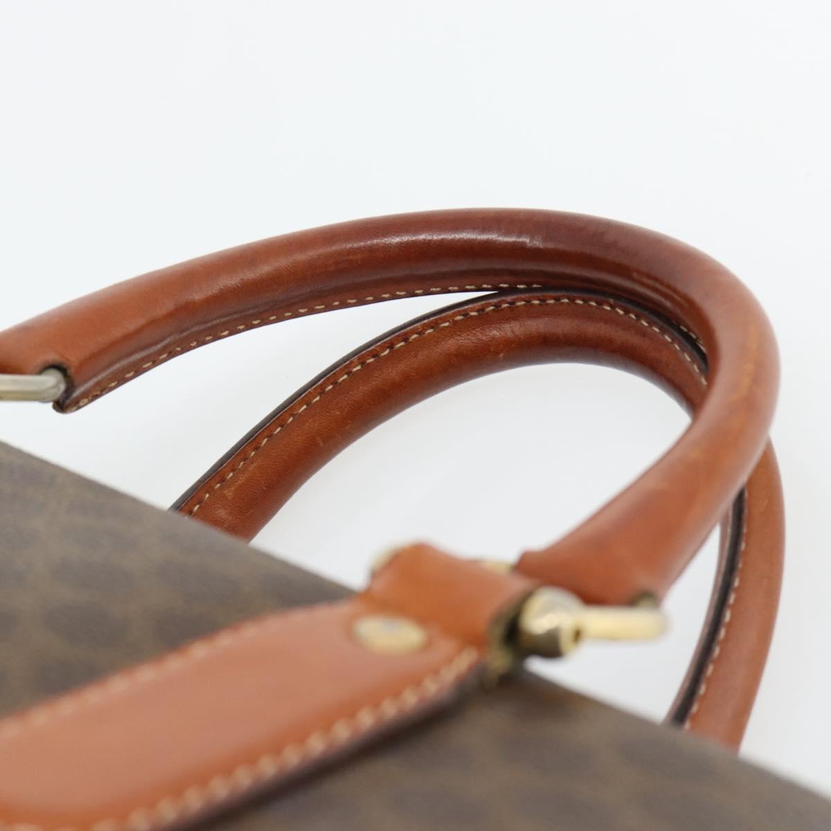 CELINE Macadam Canvas Hand Bag PVC Leather Brown Gold Auth 182072A