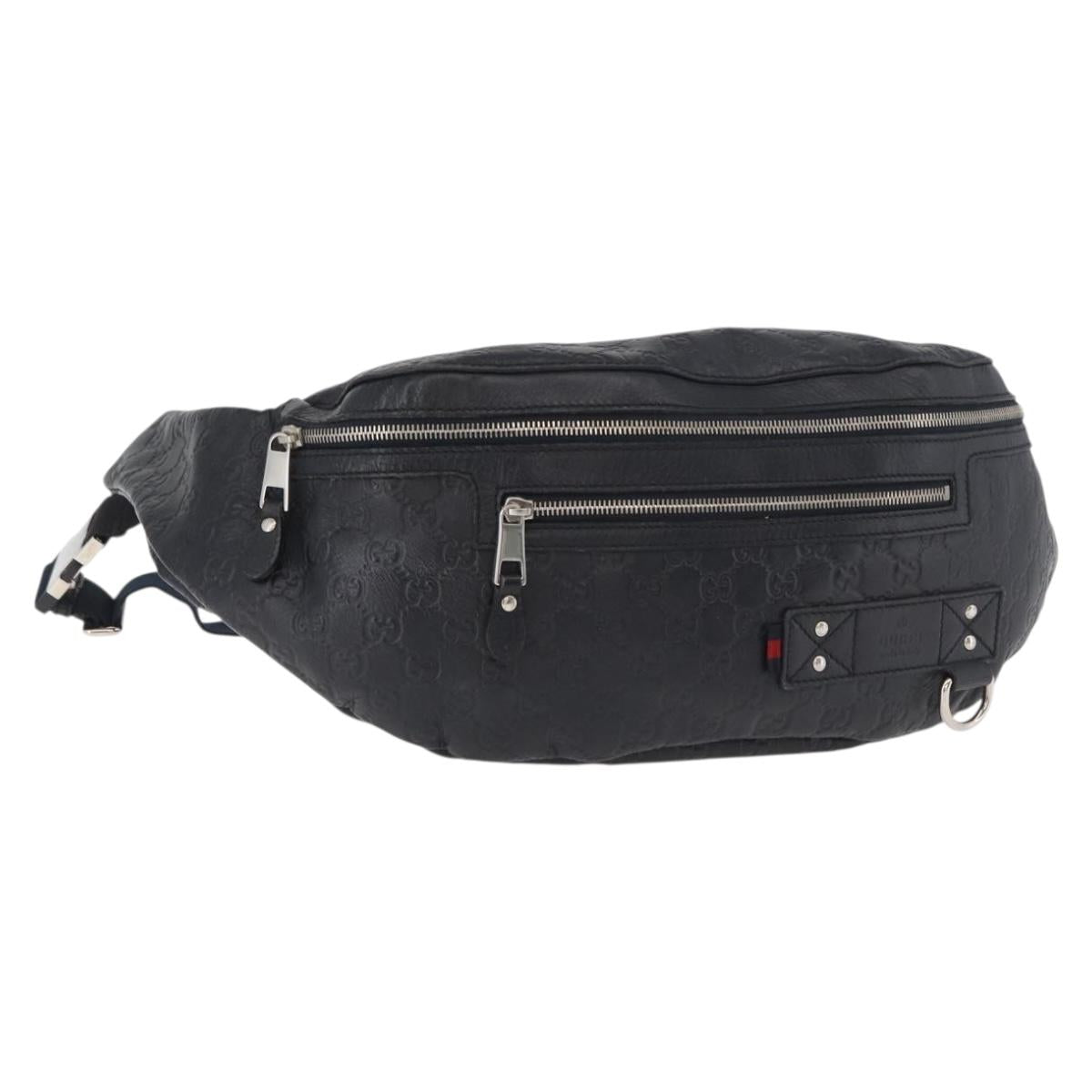 GUCCI GG Canvas Guccissima Sherry Line Bag Leather Black 246409 Auth 182075A