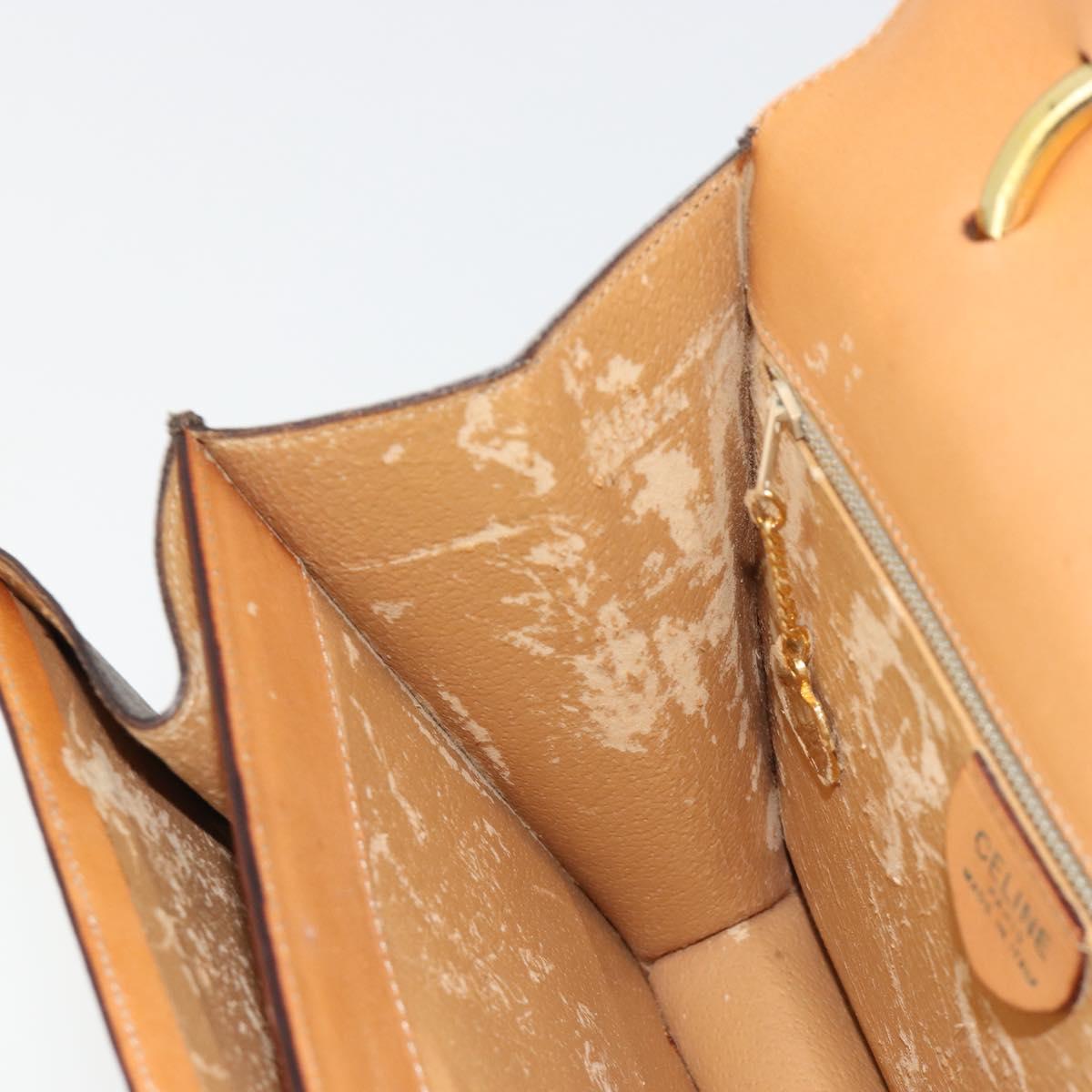 CELINE Macadam Canvas Hand Bag PVC Leather Brown Gold Auth 182076