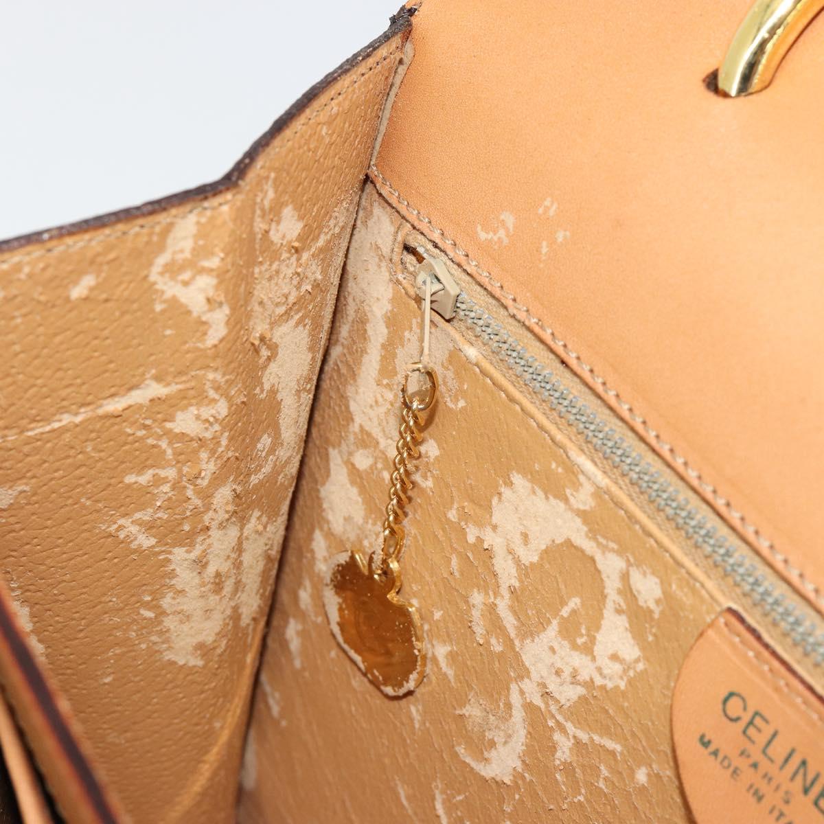 CELINE Macadam Canvas Hand Bag PVC Leather Brown Gold Auth 182076