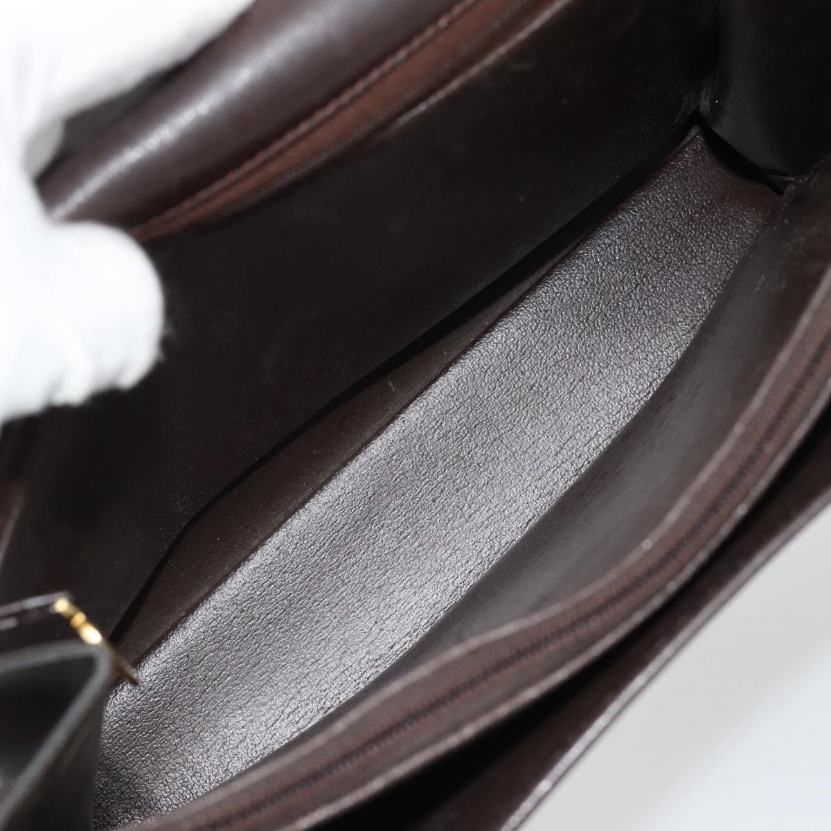 Christian Dior Hand Bag Leather Brown Gold Auth 182077