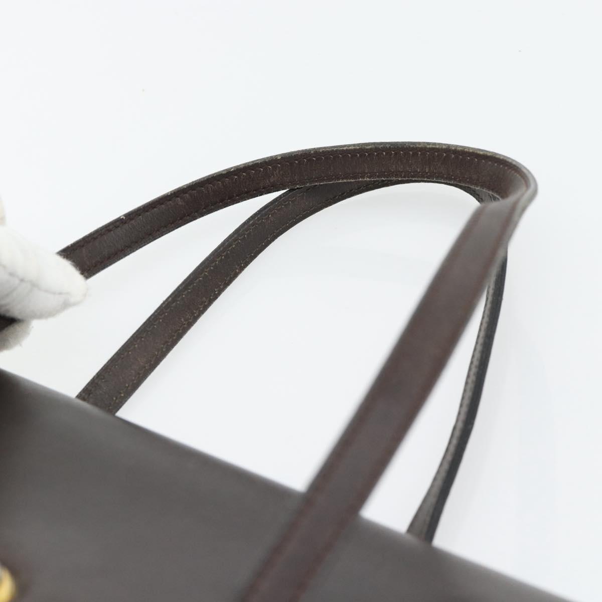 Christian Dior Hand Bag Leather Brown Gold Auth 182077
