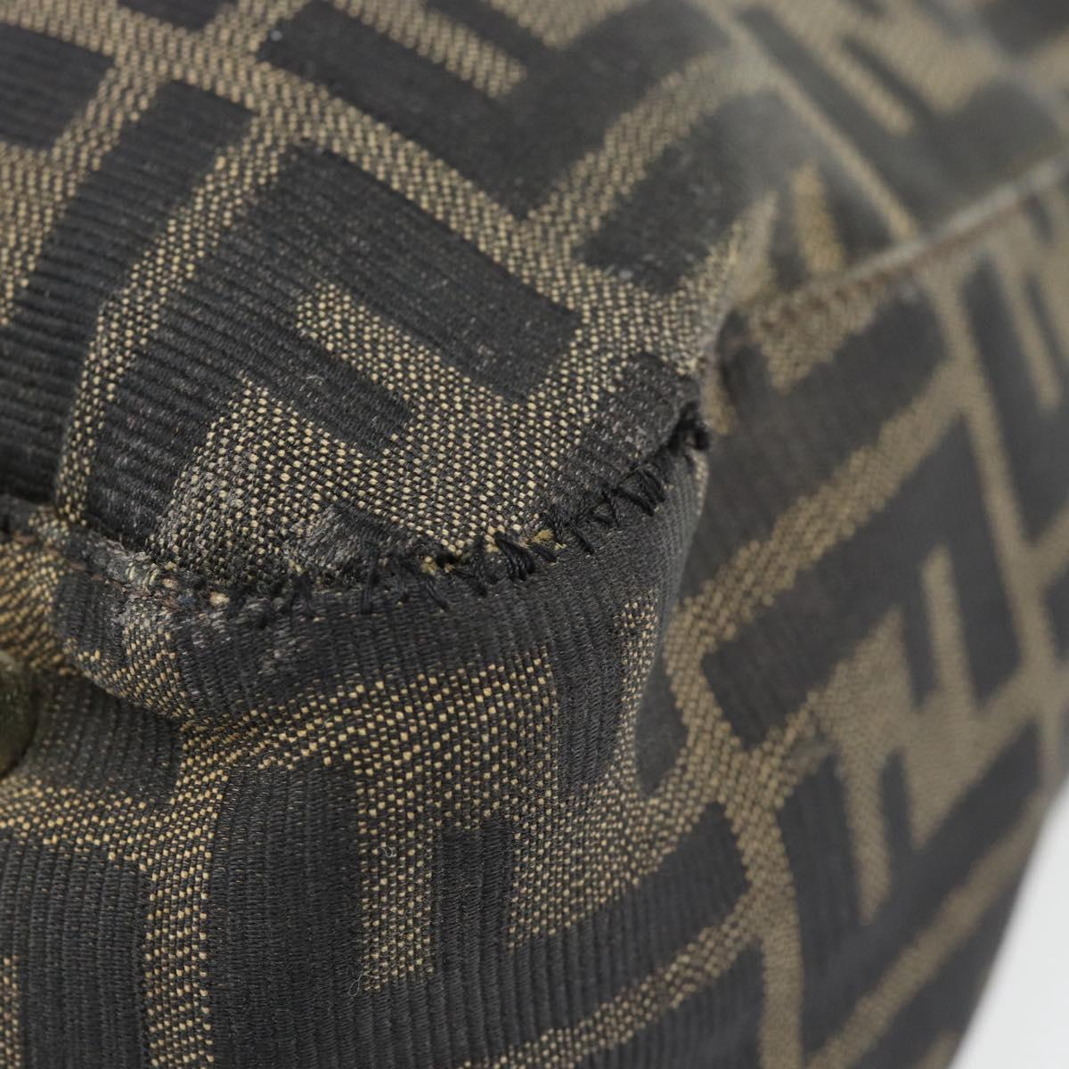 FENDI Zucca Canvas Hand Bag Black Brown Auth 182079