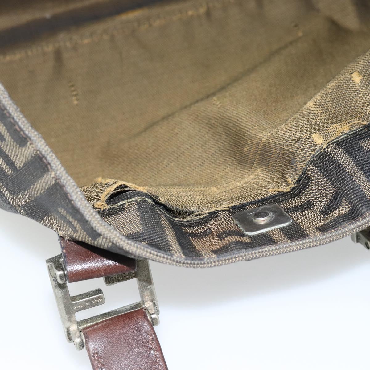 FENDI Zucca Canvas Hand Bag Black Brown Auth 182079