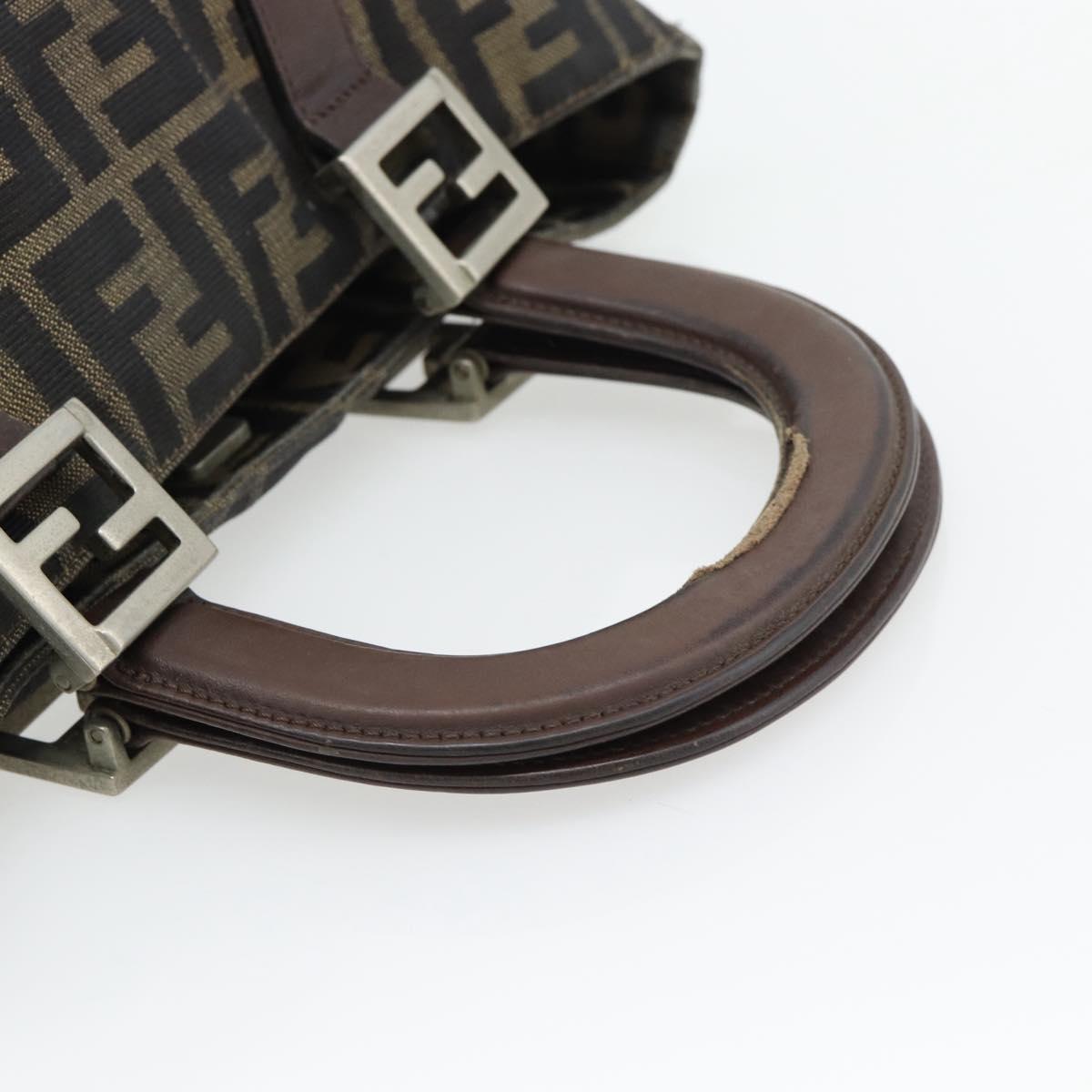 FENDI Zucca Canvas Hand Bag Black Brown Auth 182079