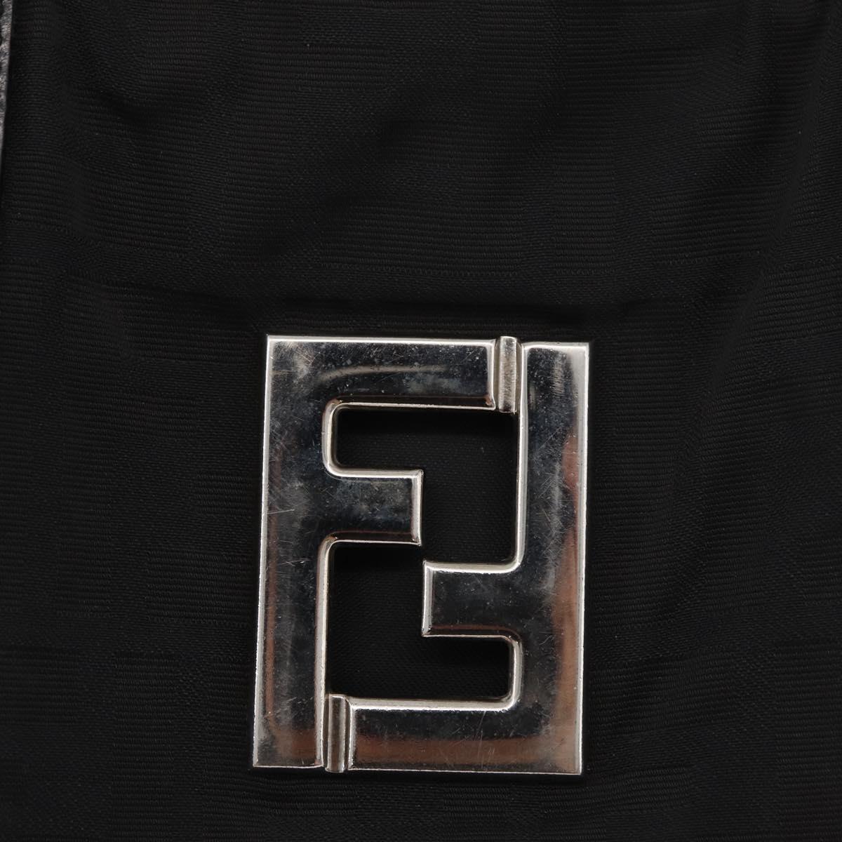 FENDI Zucca Canvas Hand Bag Black Silver Auth 182080