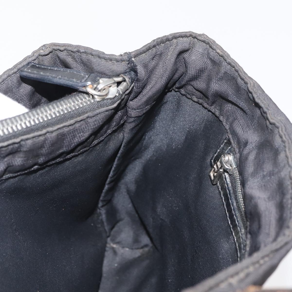 FENDI Zucca Canvas Hand Bag Black Silver Auth 182080