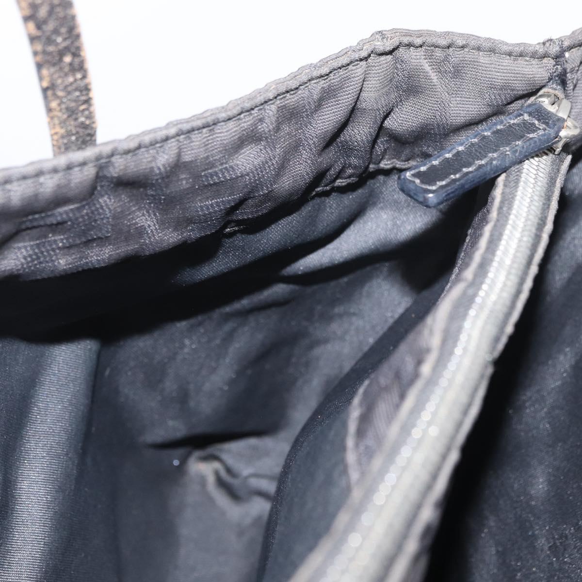 FENDI Zucca Canvas Hand Bag Black Silver Auth 182080