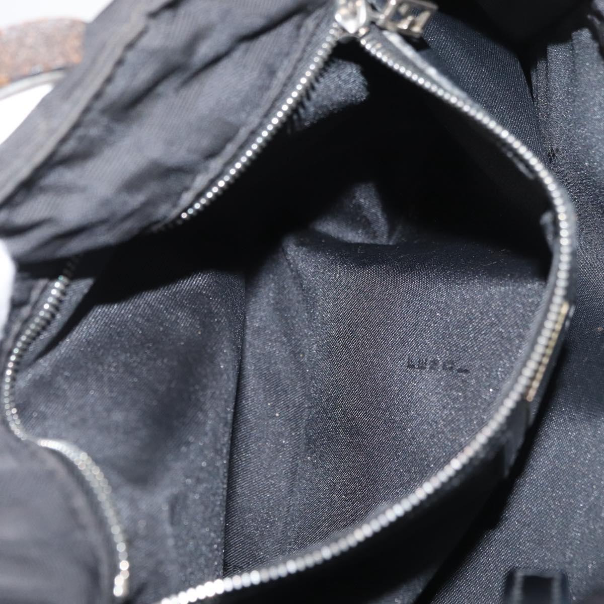 FENDI Zucca Canvas Hand Bag Black Silver Auth 182080