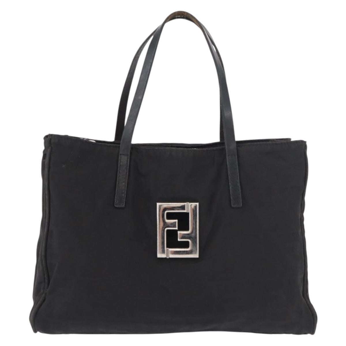 FENDI Zucca Canvas Hand Bag Black Silver Auth 182080