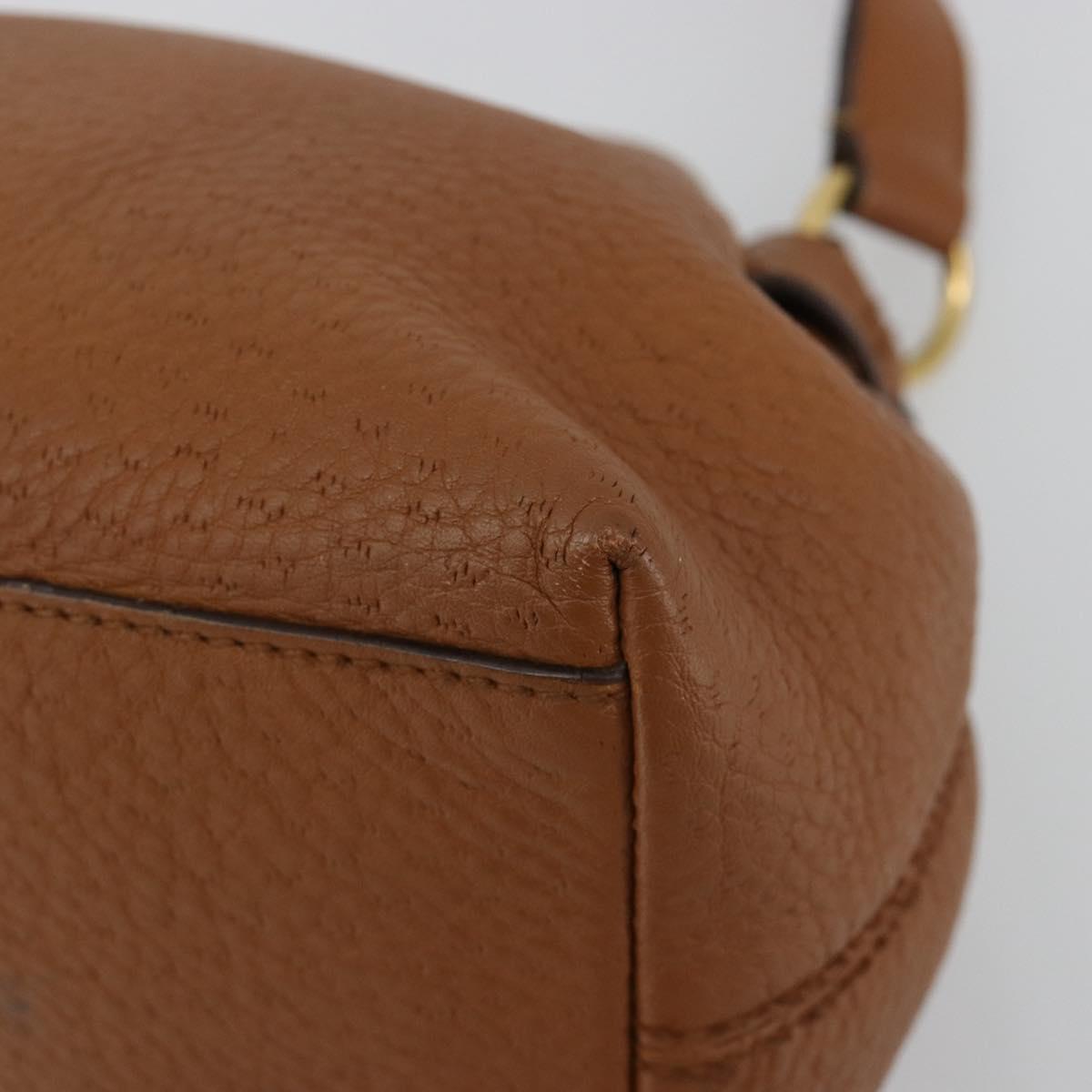 Salvatore Ferragamo Gancini Shoulder Bag Leather Brown Gold Auth 182081A