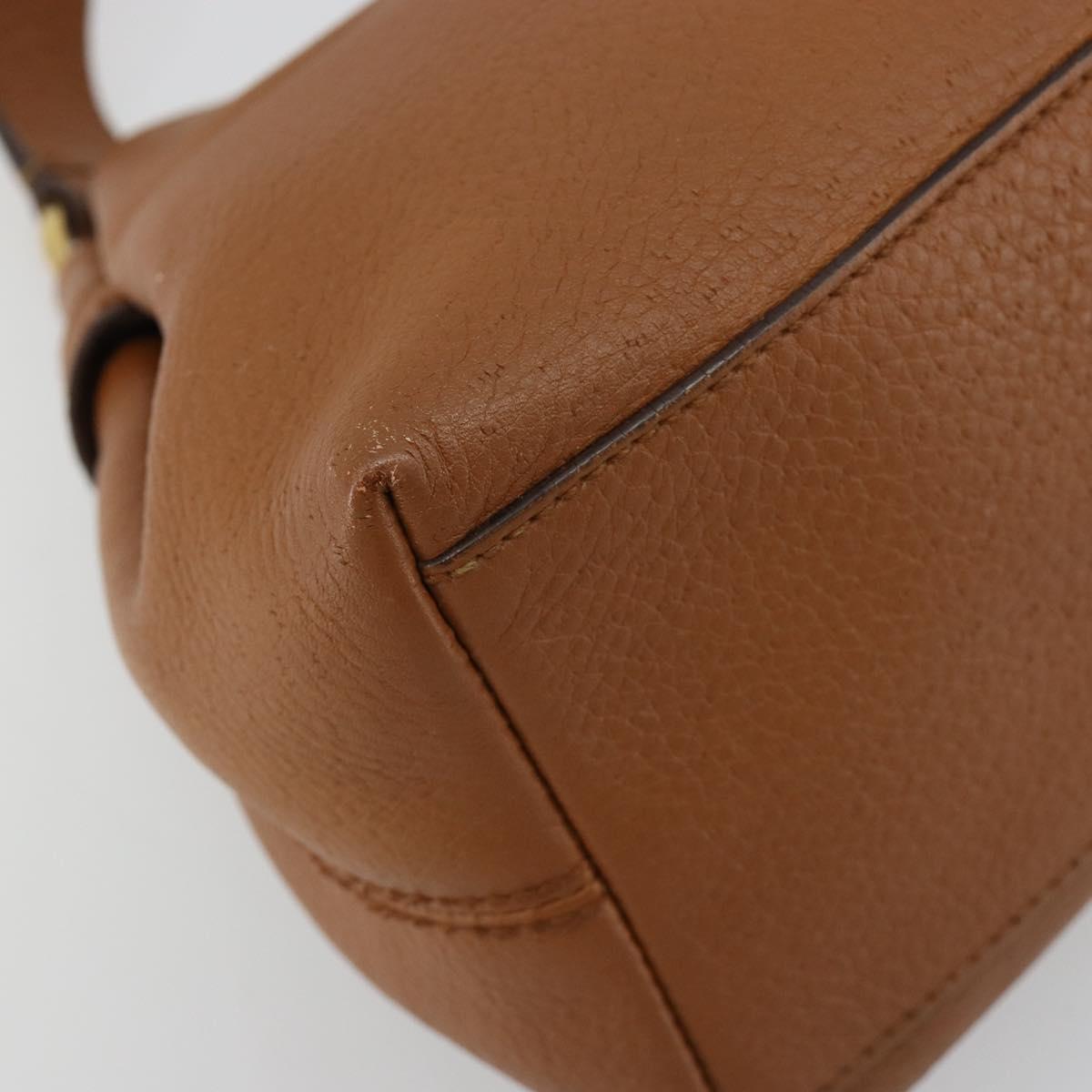 Salvatore Ferragamo Gancini Shoulder Bag Leather Brown Gold Auth 182081A